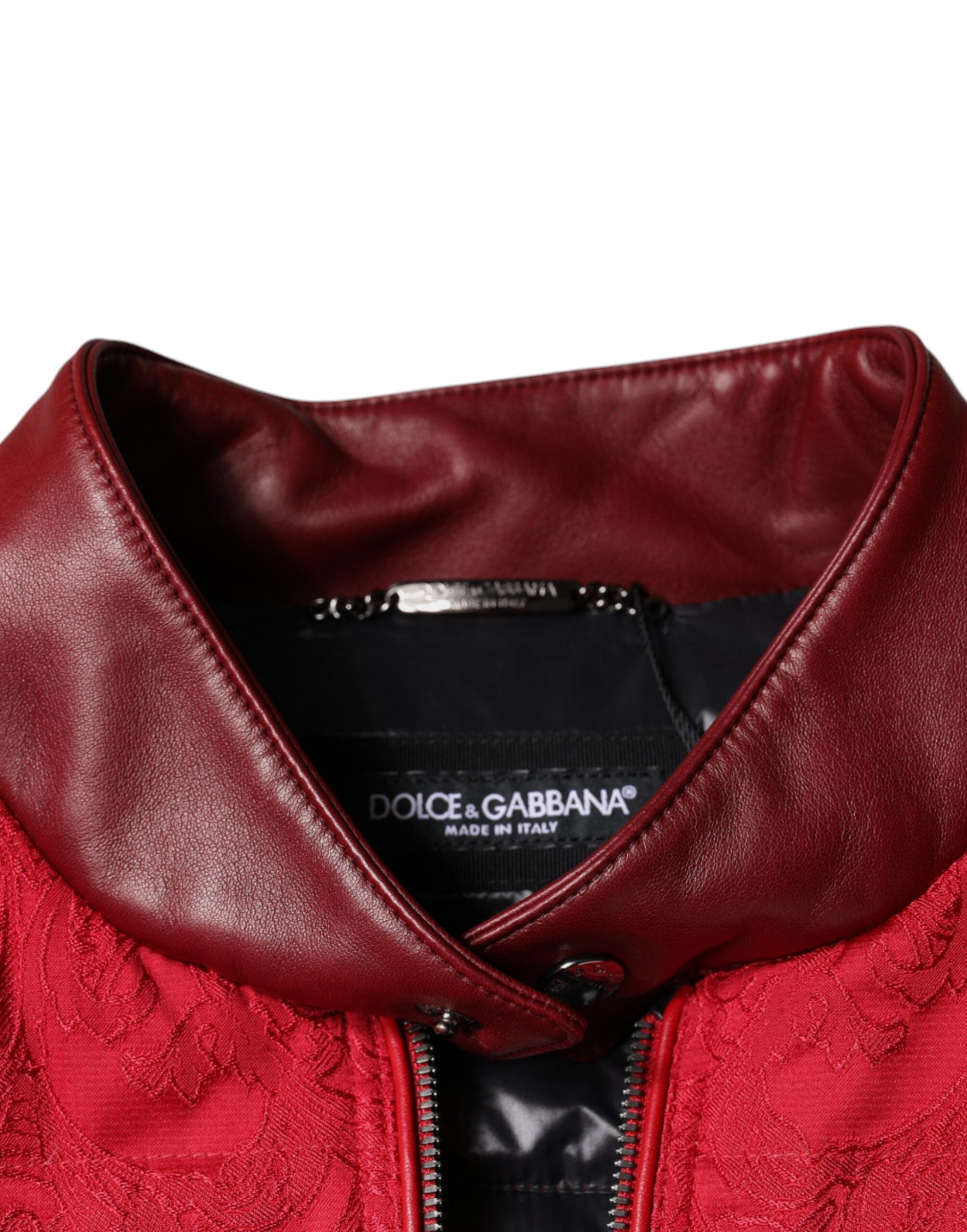 Dolce &amp; Gabbana Red Quilted Bomber Jacket Gold Crown Logo