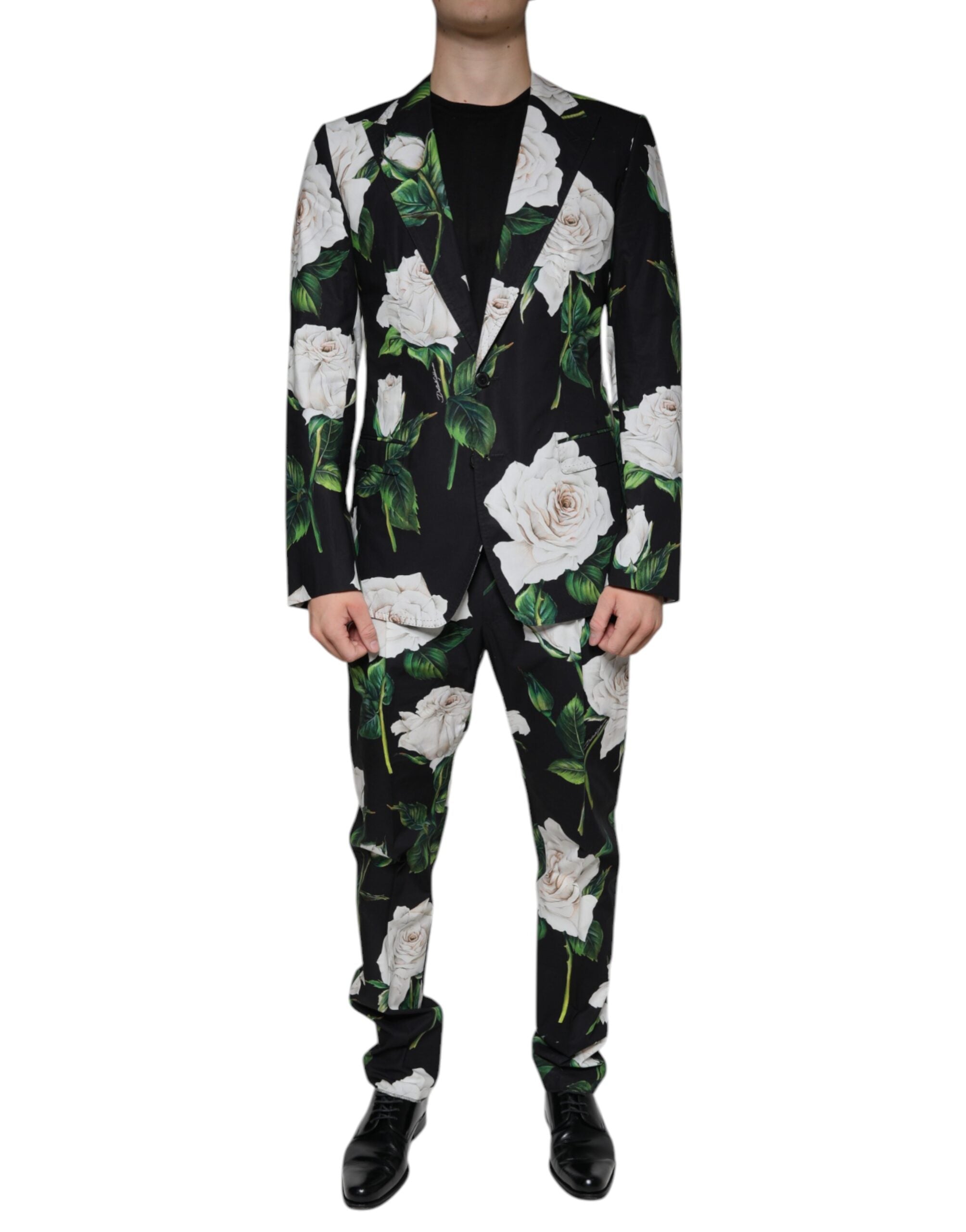 Официален мъжки костюм от 2 части Dolce &amp; Gabbana Black Rose Cotton