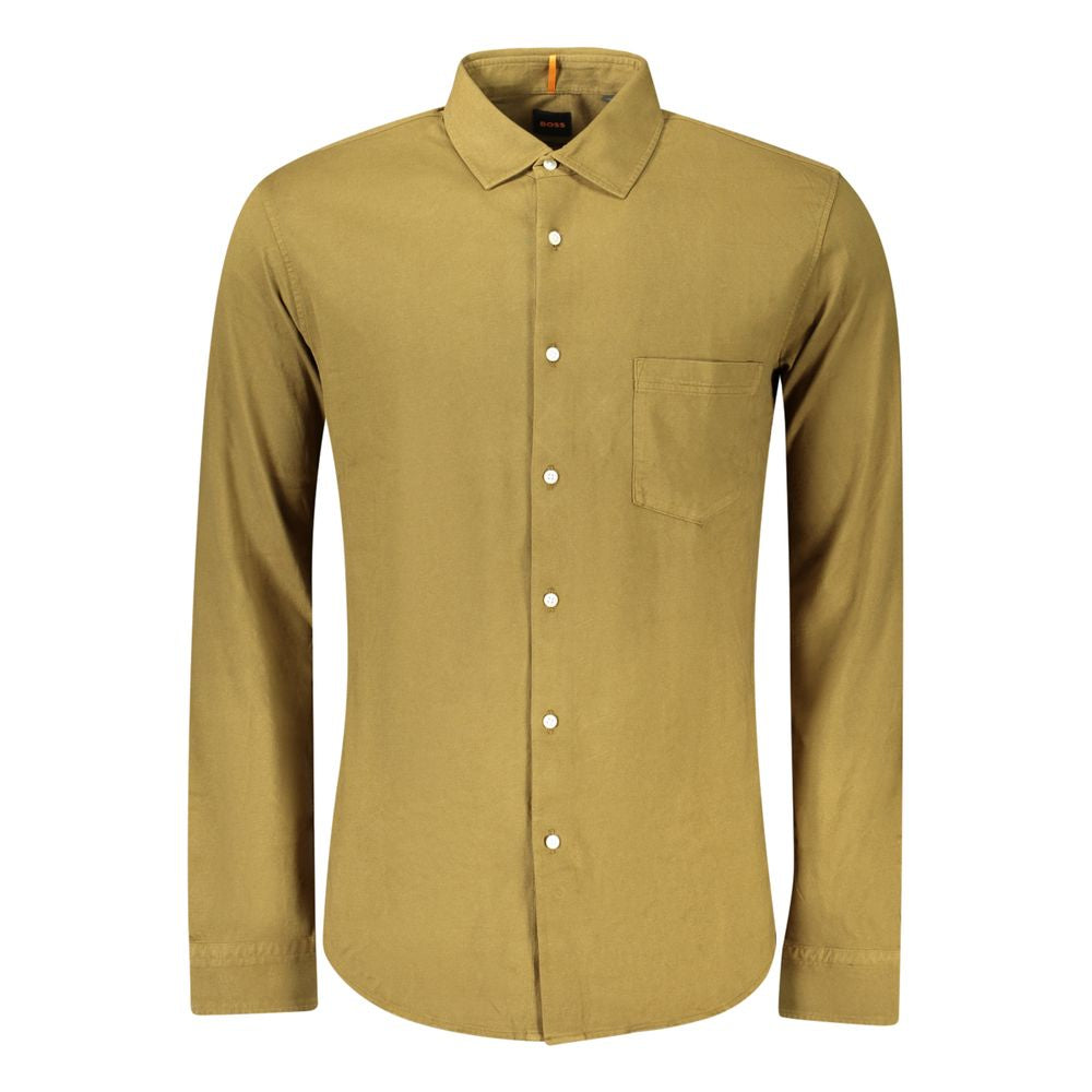 Hugo Boss Green Cotton Men Shirt