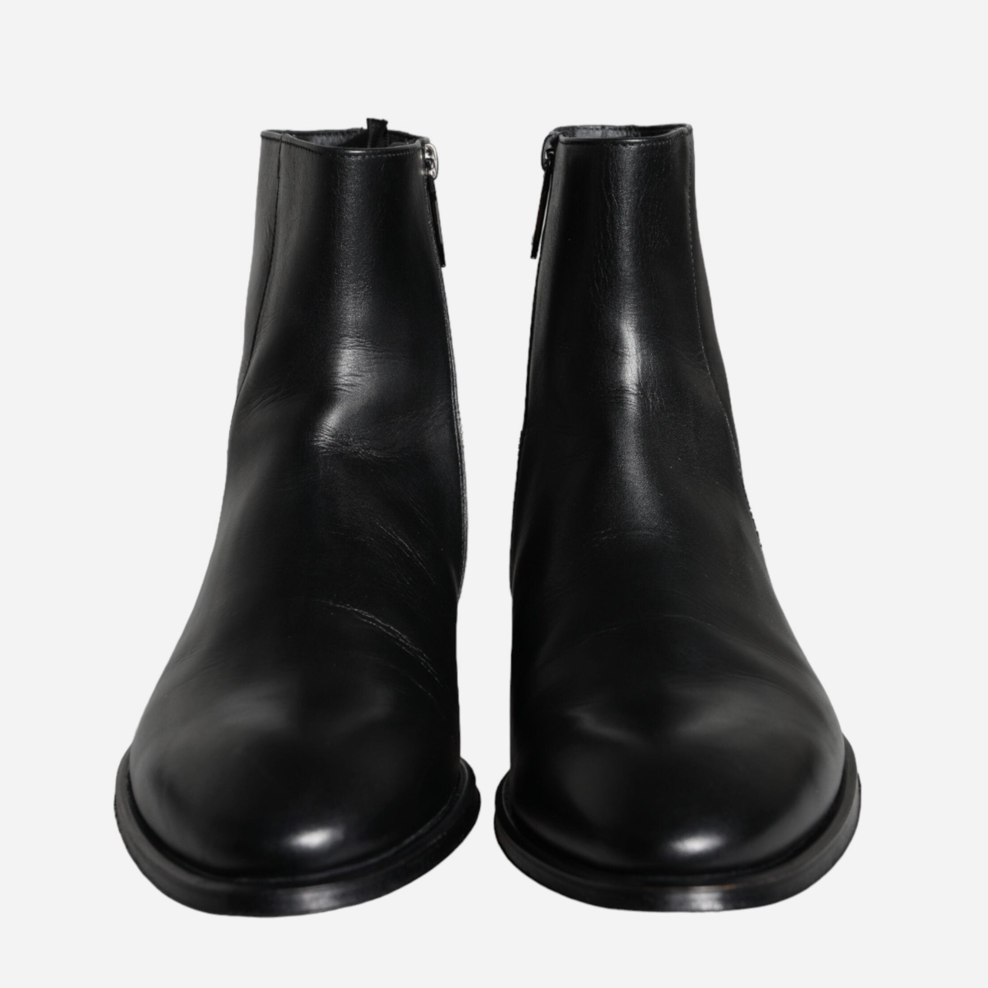 Мъжки черни луксозни боти от естествена кожа Dolce & Gabbana Men’s Black Calf Leather Men Ankle Boots