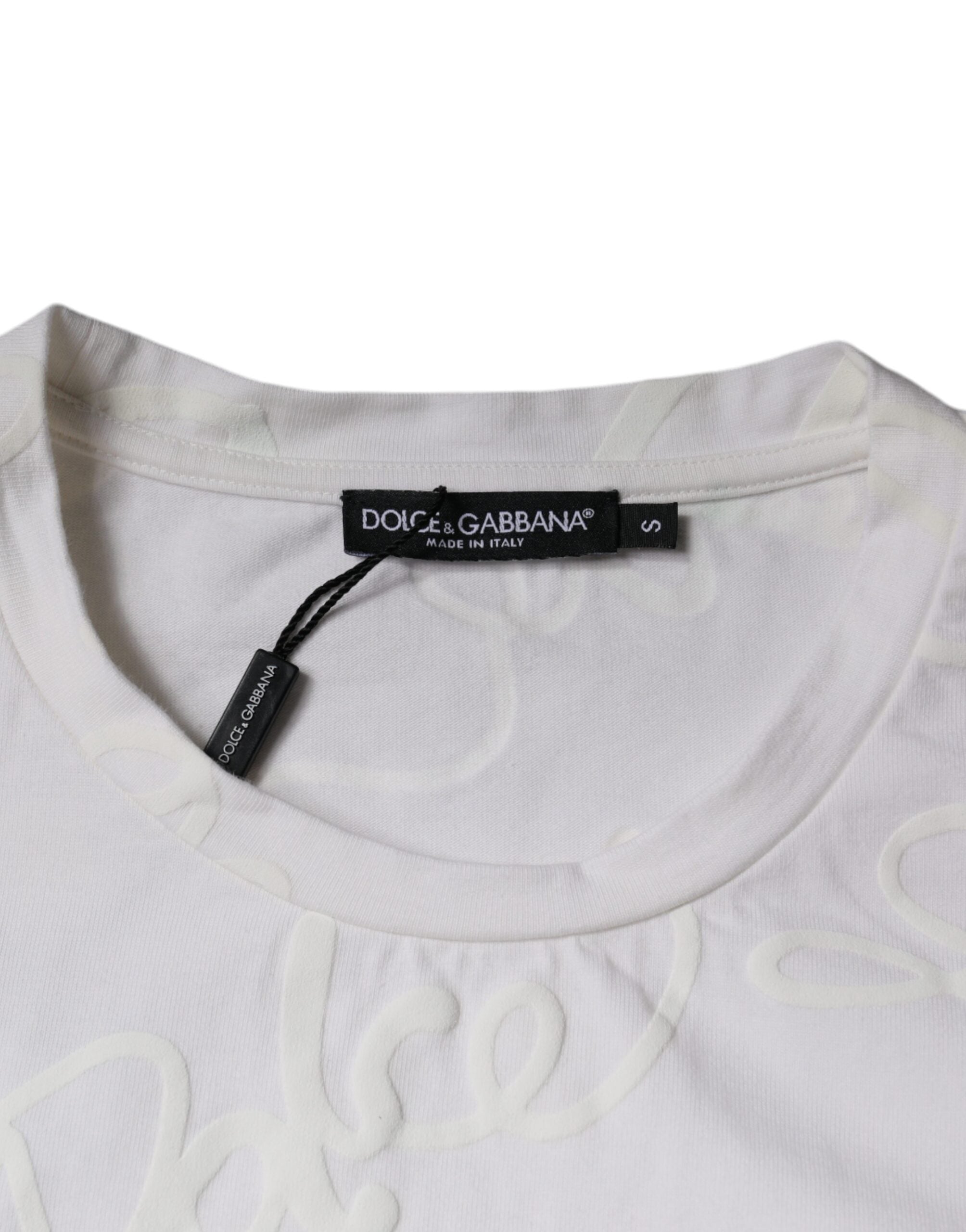 Памучна тениска с кръгло деколте с принт на бяло лого Dolce &amp; Gabbana