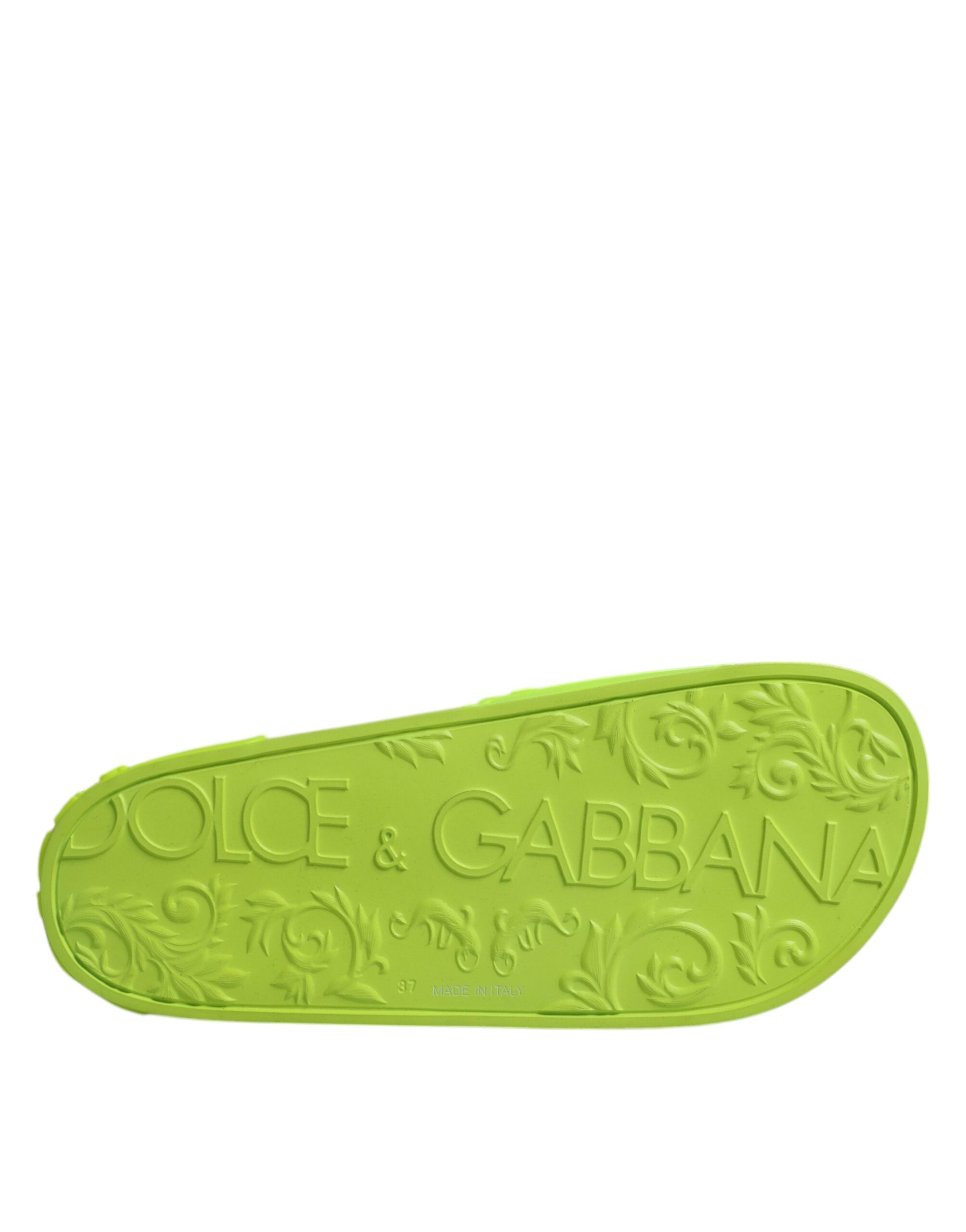 Дамски луксозни чехли за плаж DOLCE & GABBANA Women’s Neon Green Beachwear Slippers