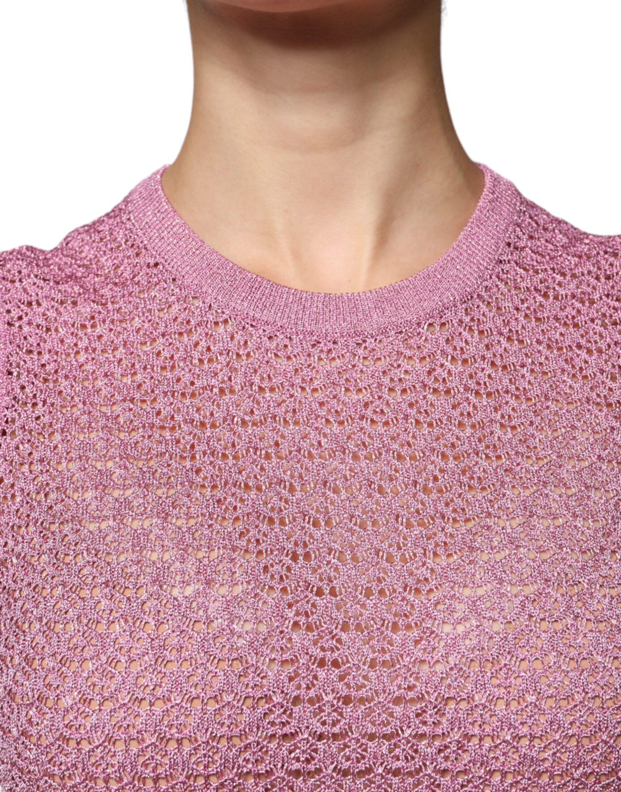 Dolce &amp; Gabbana Pink Mesh See Through Потник без ръкави
