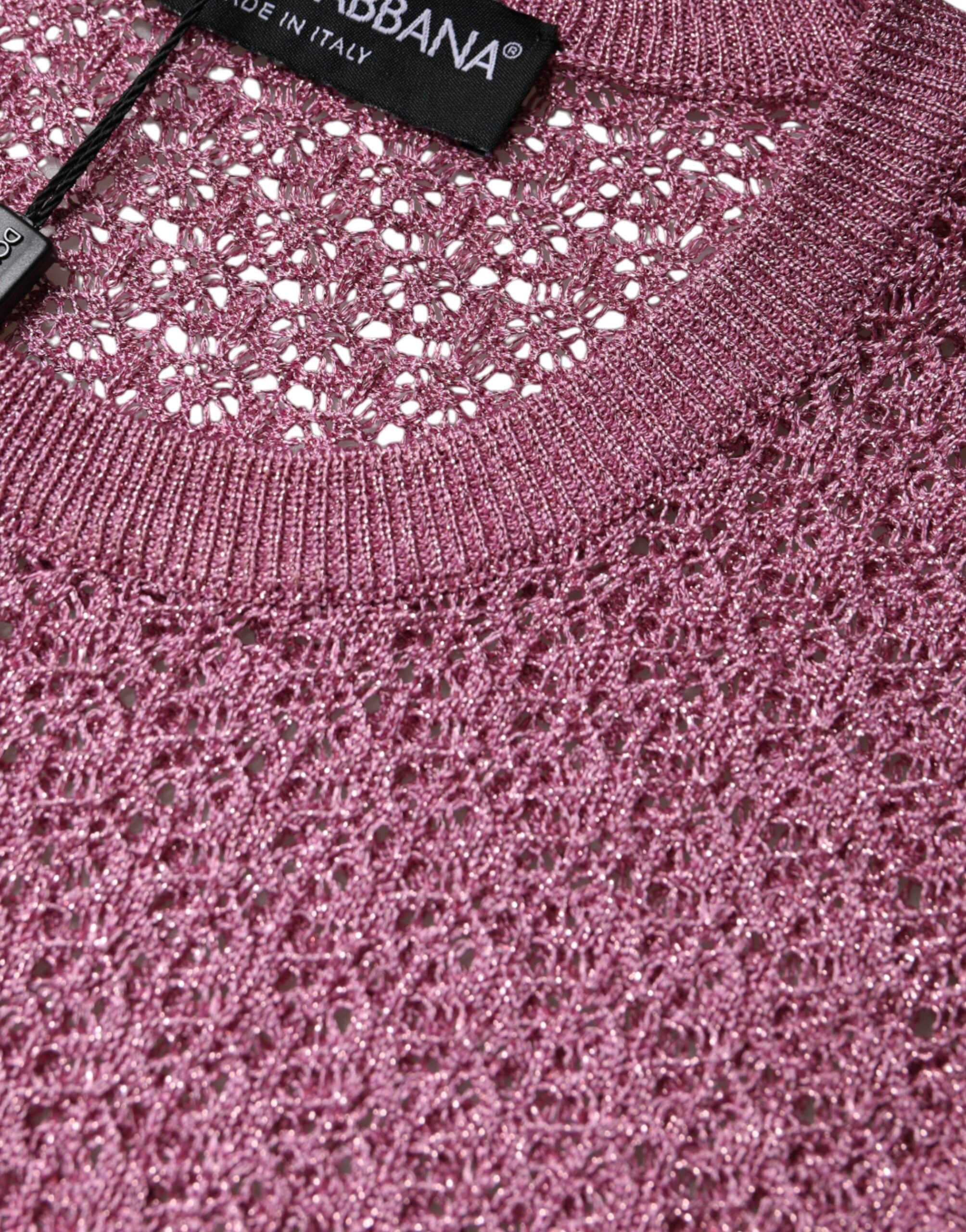 Dolce &amp; Gabbana Pink Mesh See Through Потник без ръкави