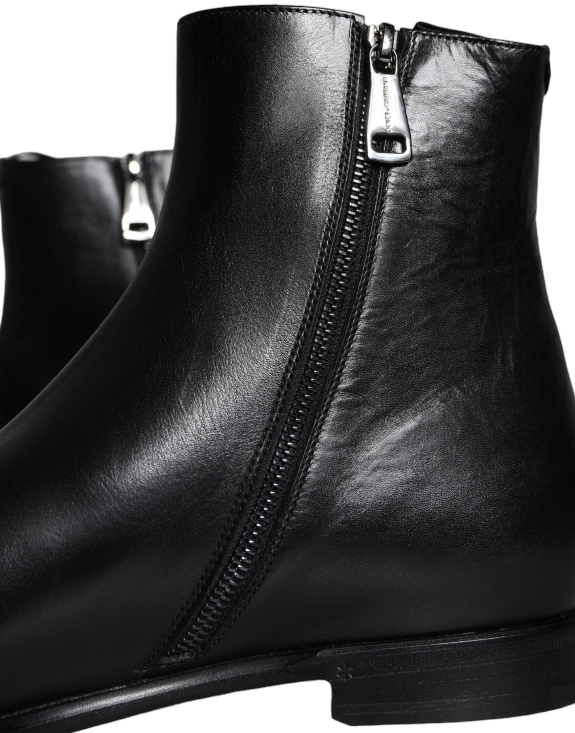 Мъжки луксозни кожени боти Dolce&Gabbana Black Calf Leather Men Ankle Boots