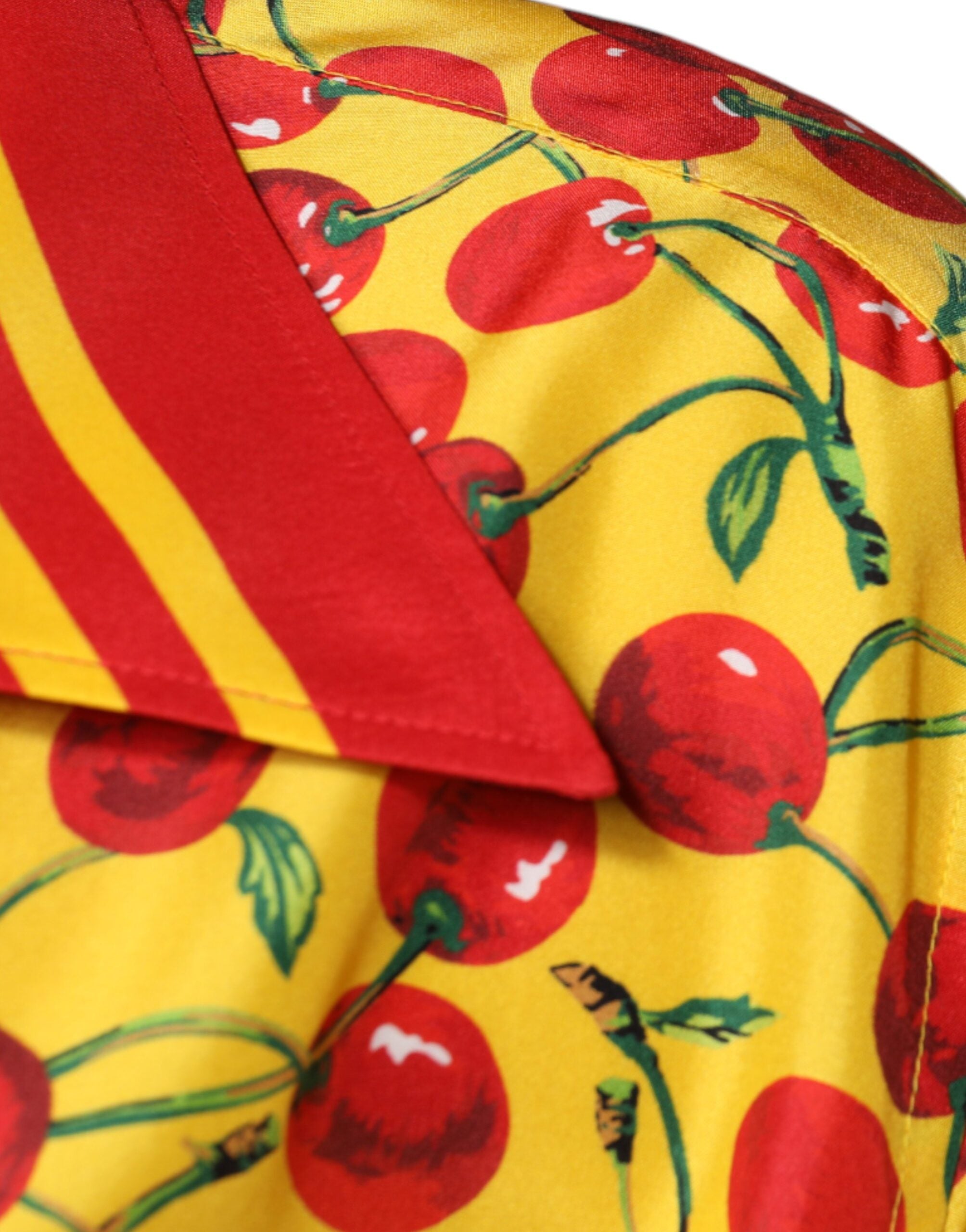 Dolce &amp; Gabbana Ежедневна копринена риза с жълто черешово копче