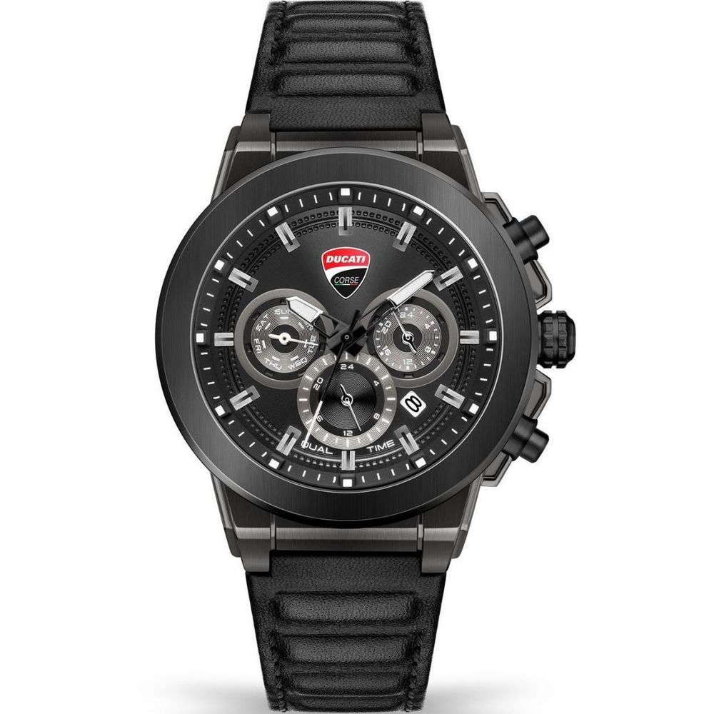 Ducati Black Leather Watch