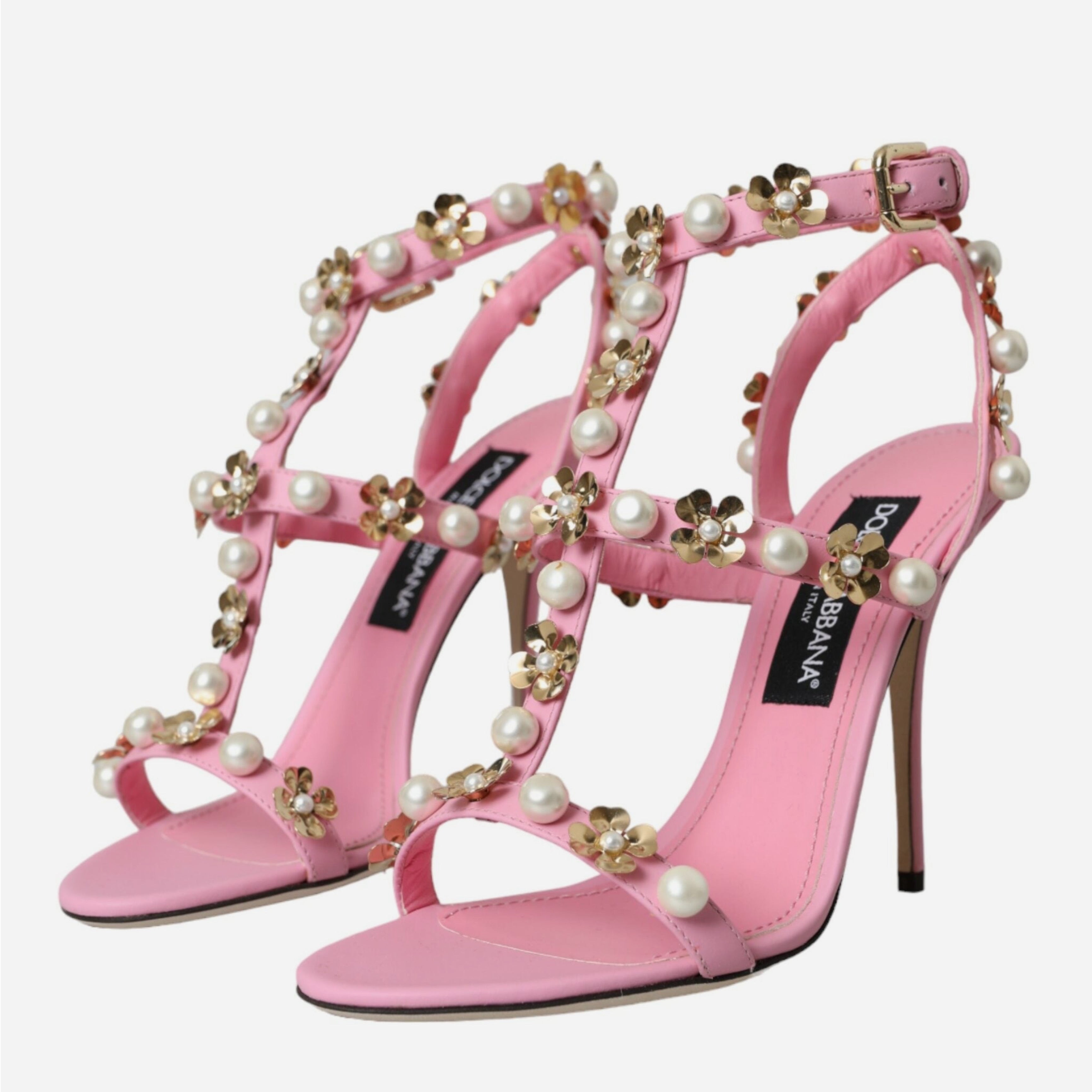 Дамски кожени сандали с перли в розово DOLCE & GABBANA
Women’s Pink Embellished Heels Sandals