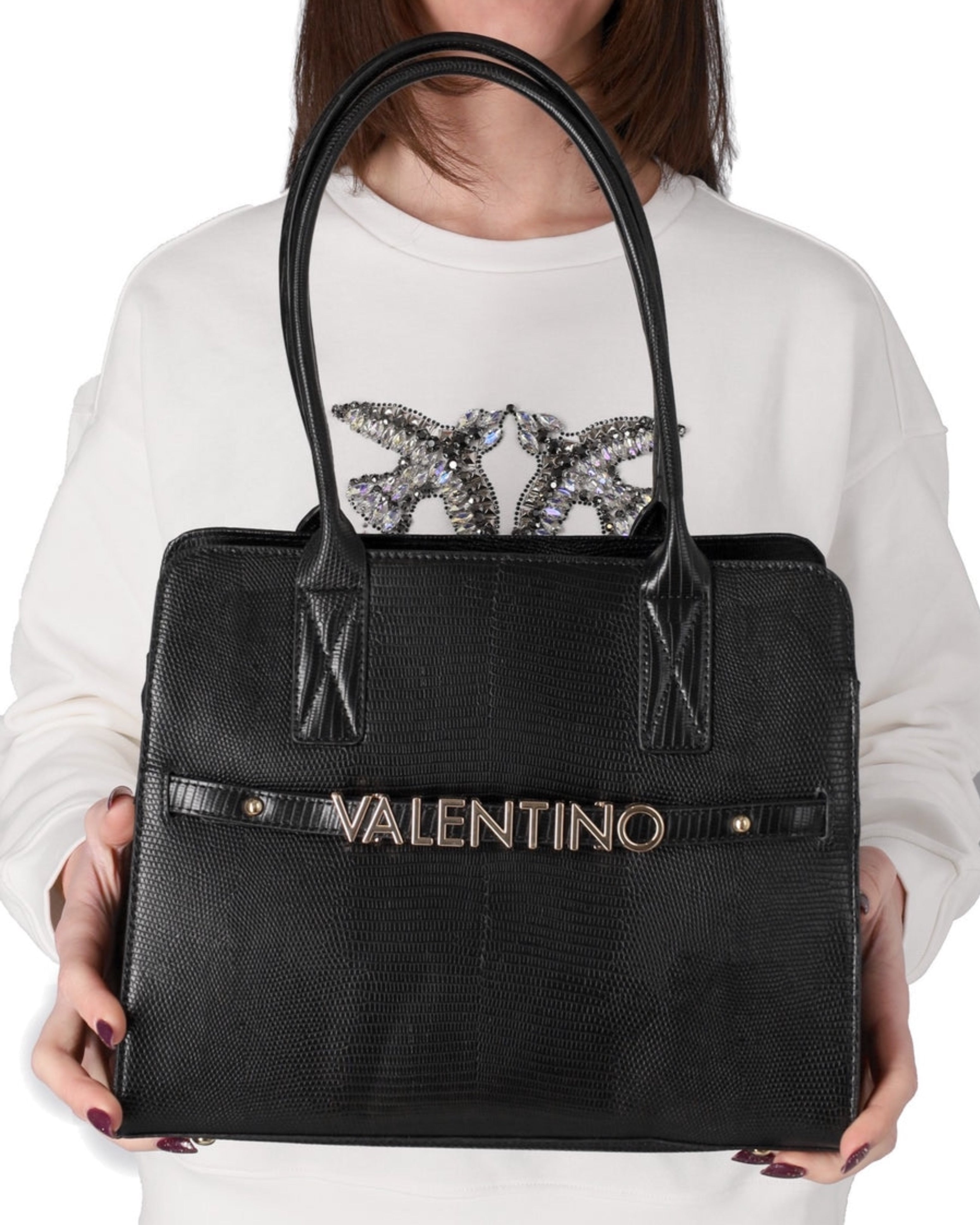 Дамска шопер чанта Valentino Vail Re VBS7GQ01 в черно