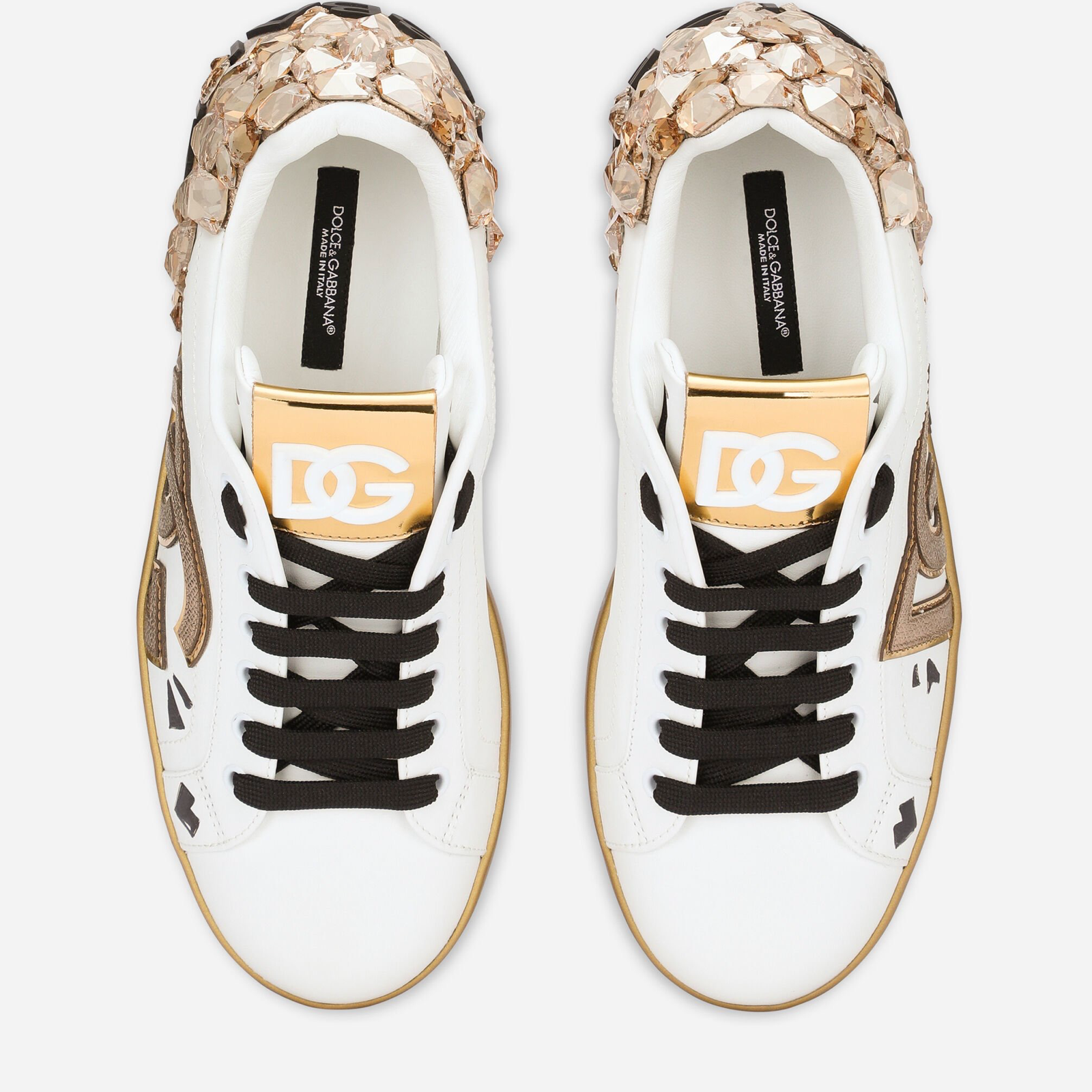 Dolce & Gabbana Portofino Crystals Men Sneakers Top View