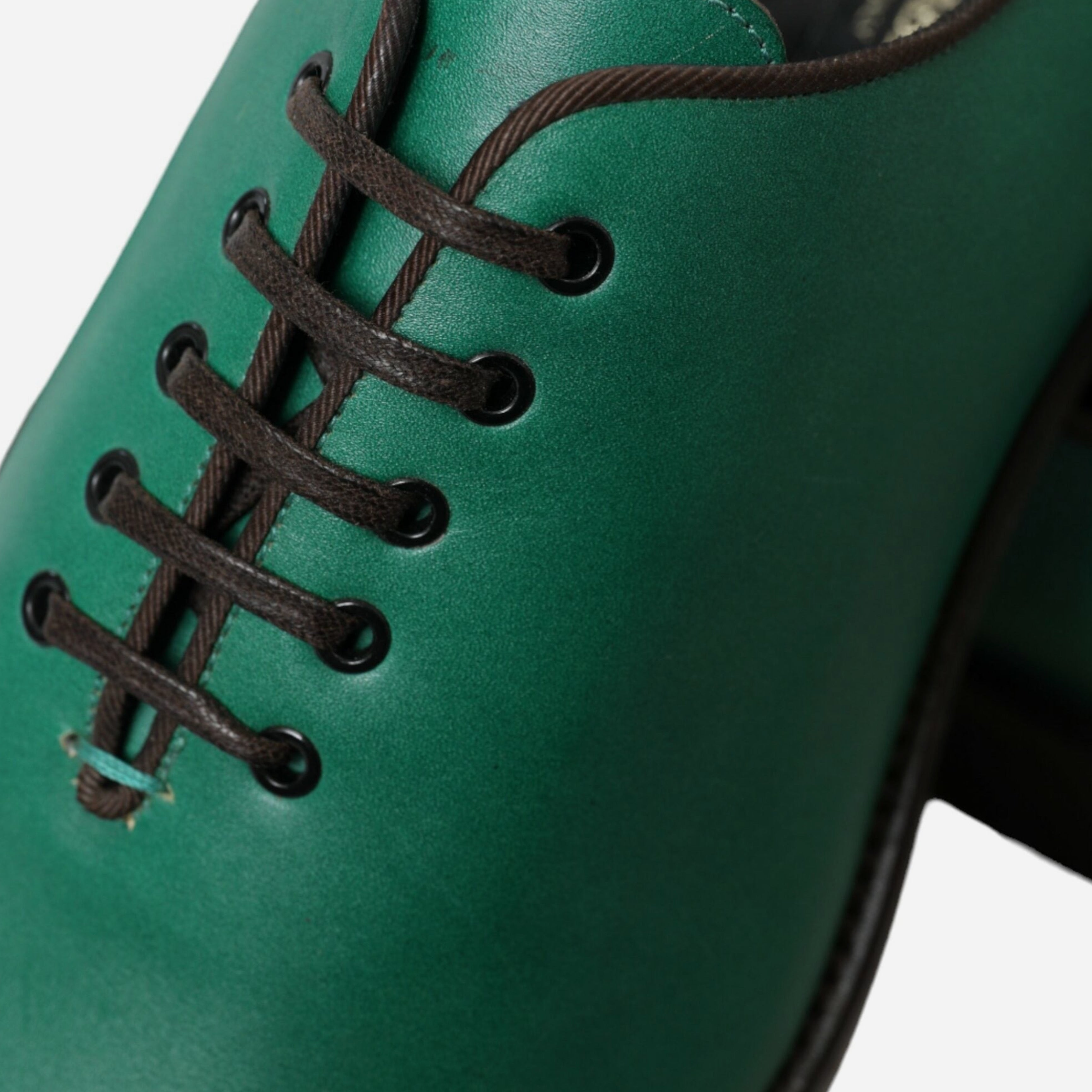 Мъжки Оксфорд официални обувки от естествена кожа в зелено DOLCE & GABBANA Men’s Elegant Green Leather Oxford Shoes