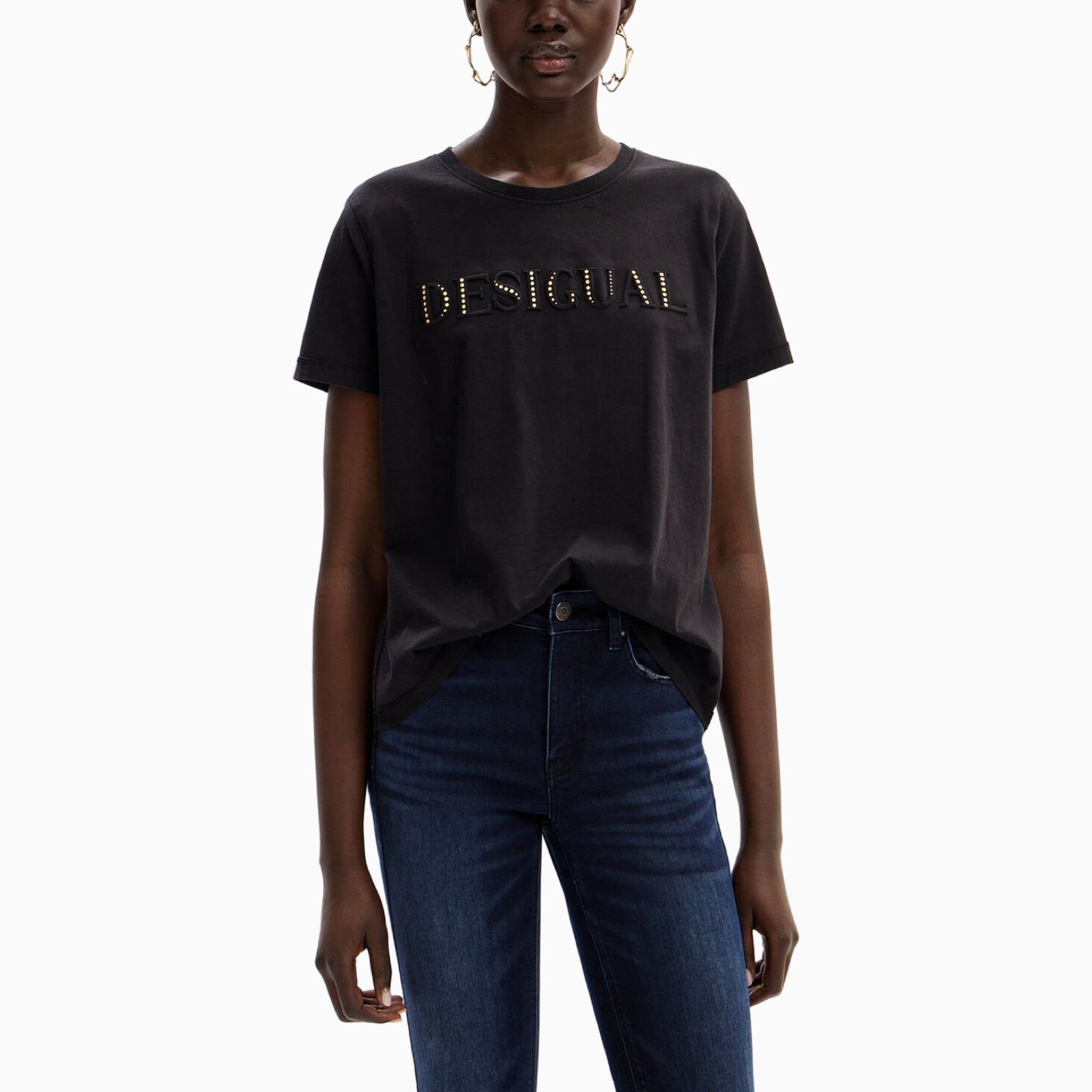 Дамска черна тениска Desigual 25SWTK17