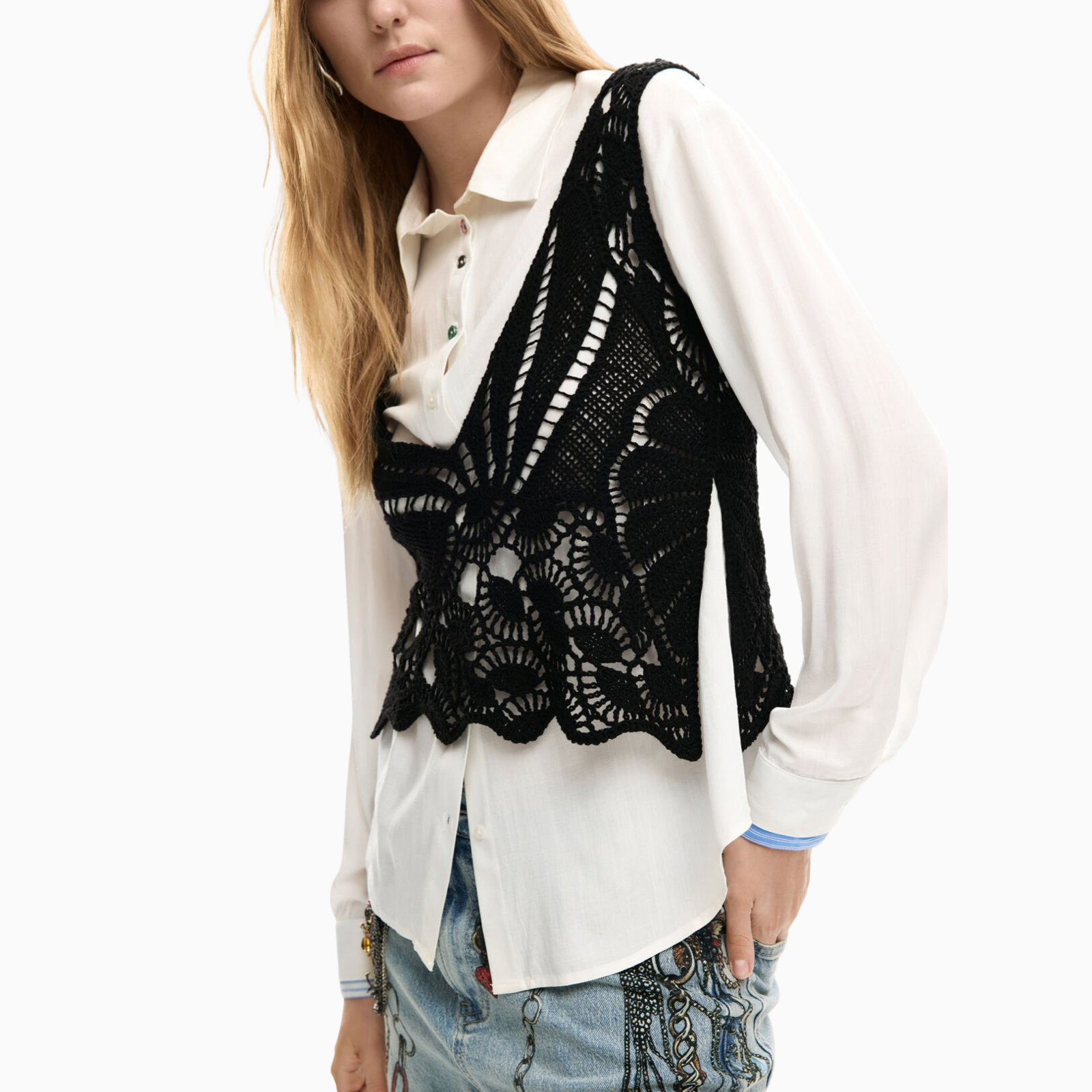 Дамска риза Desigual Women Shirt 26SWCW07 1000 Side View