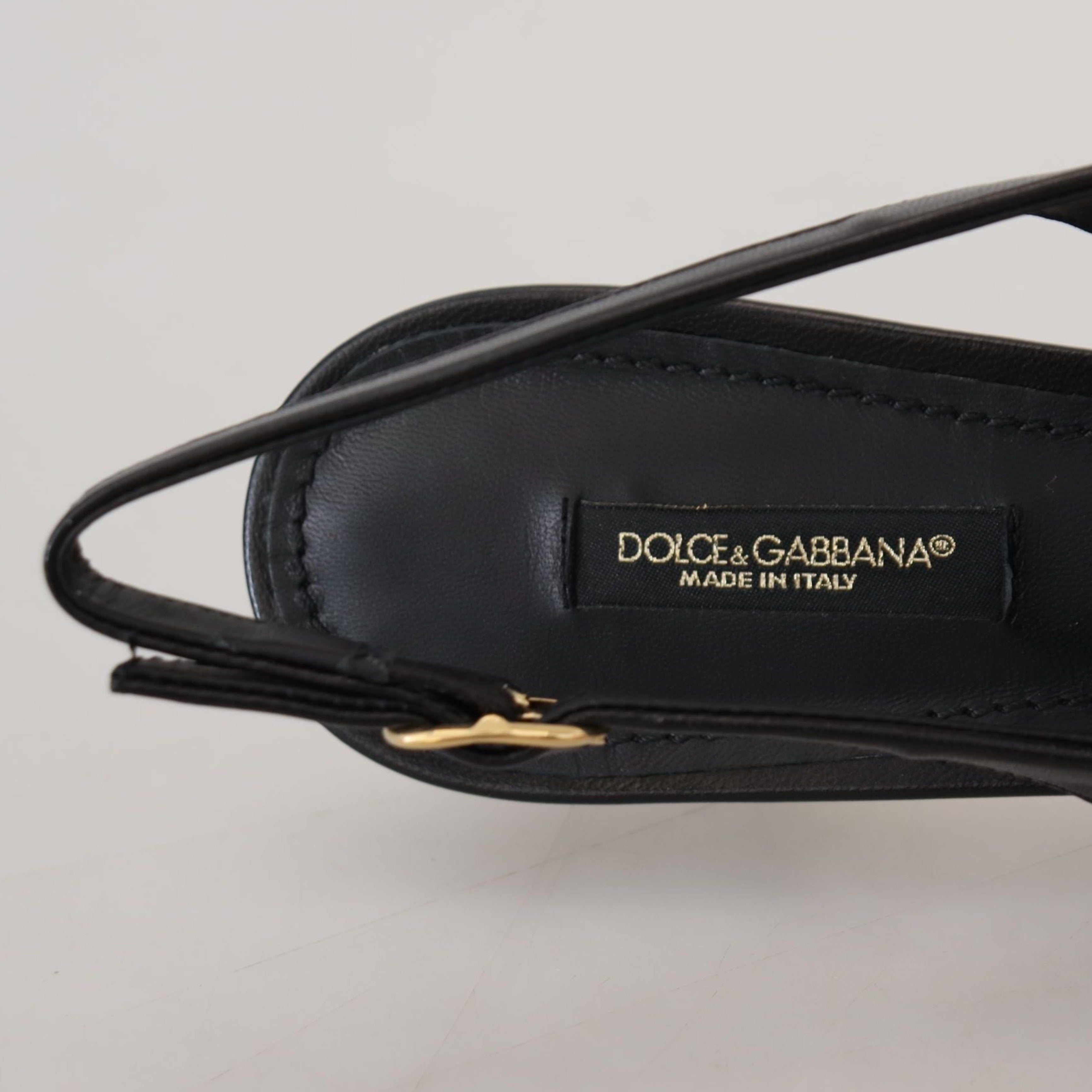 Дамски елегантни луксозни обувки на токчета 30 мм Dolce & Gabbana Women’s Elegant Black Leather Heels