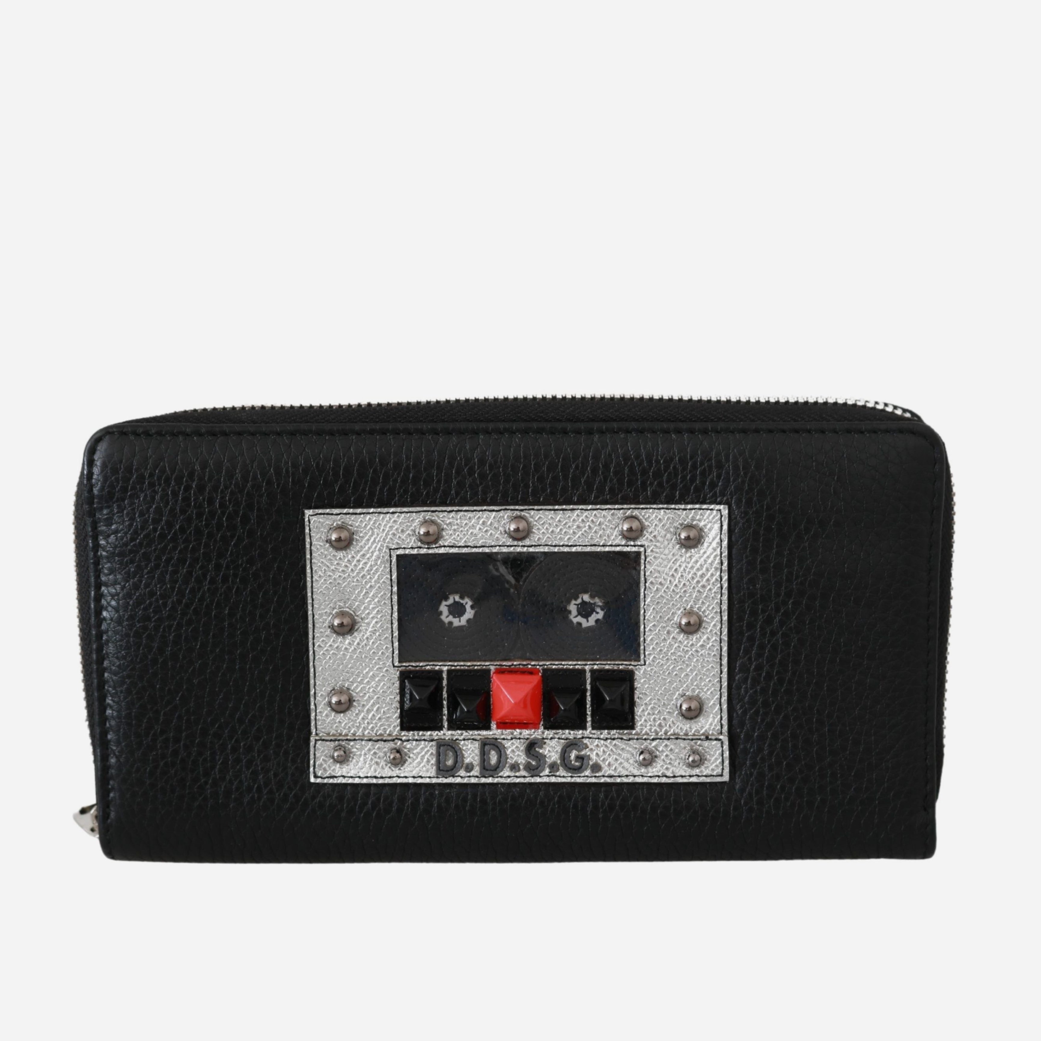 Луксозен унисек клъч портфейл от естествена кожа D.D.S.G. Dolce & Gabbana Unisex Elegant Black Leather Zip Continental Clutch Wallet