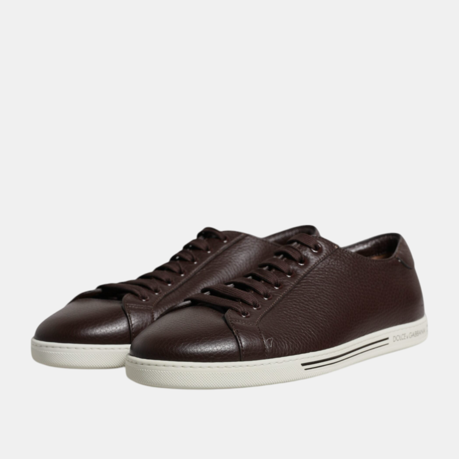 Мъжки кафяви кожени обувки Dolce & Gabbana Saint Tropez Men Sneakers CS1735 A8L37