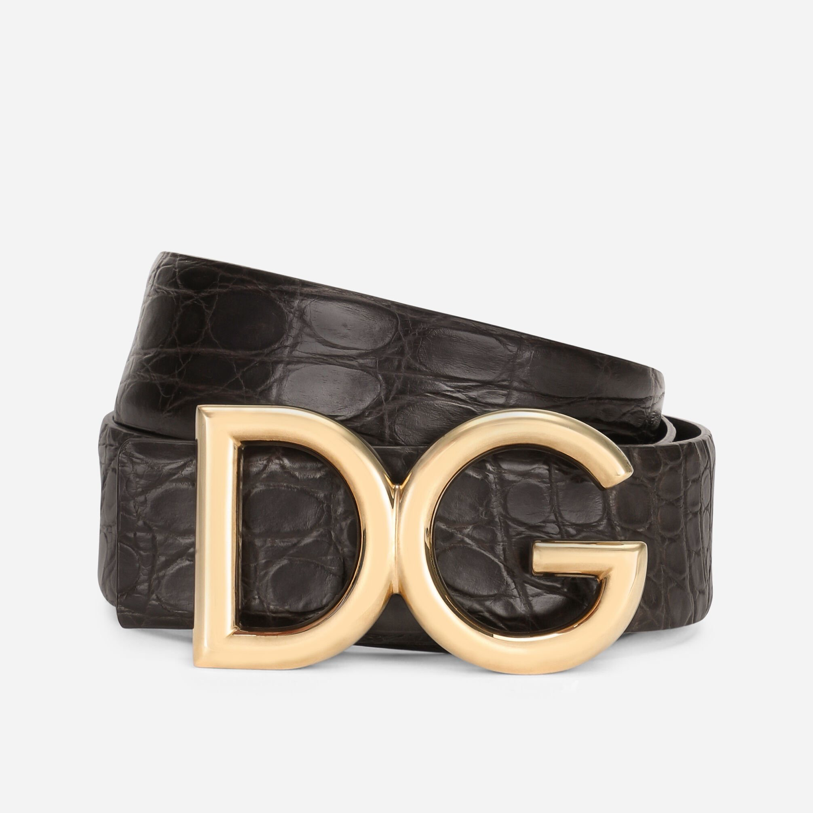 Dolce & Gabbana Crocodile Leather Men Belt Front View
