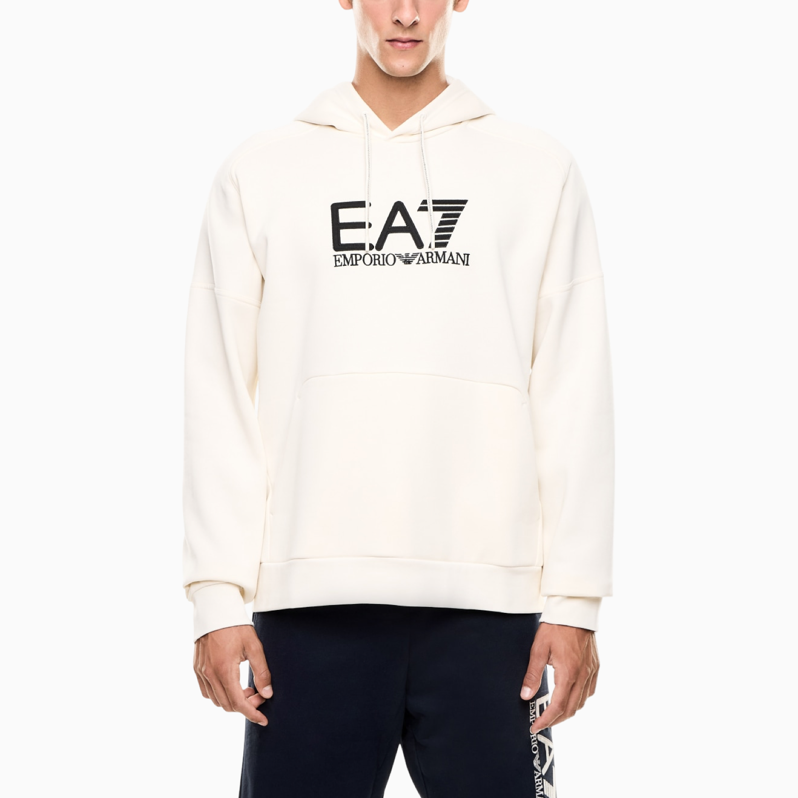 Мъжко бяло худи EA7 Emporio Armani Men Hooded Sweatshirt 7M000909 AF10377 Front View