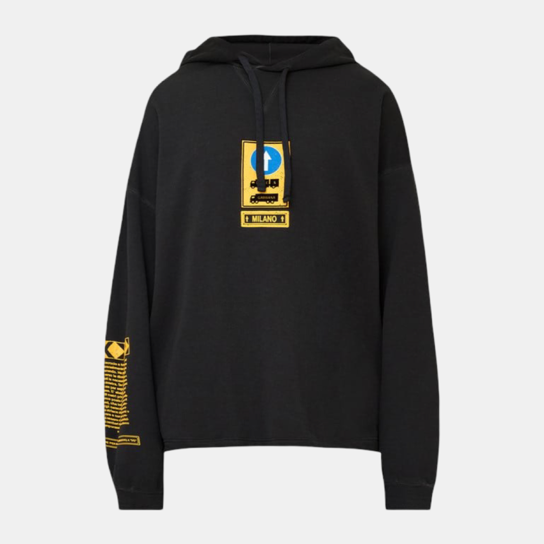 Мъжки черно худи Dolce & Gabbana Black Cotton Logo Hooded Sweatshirt