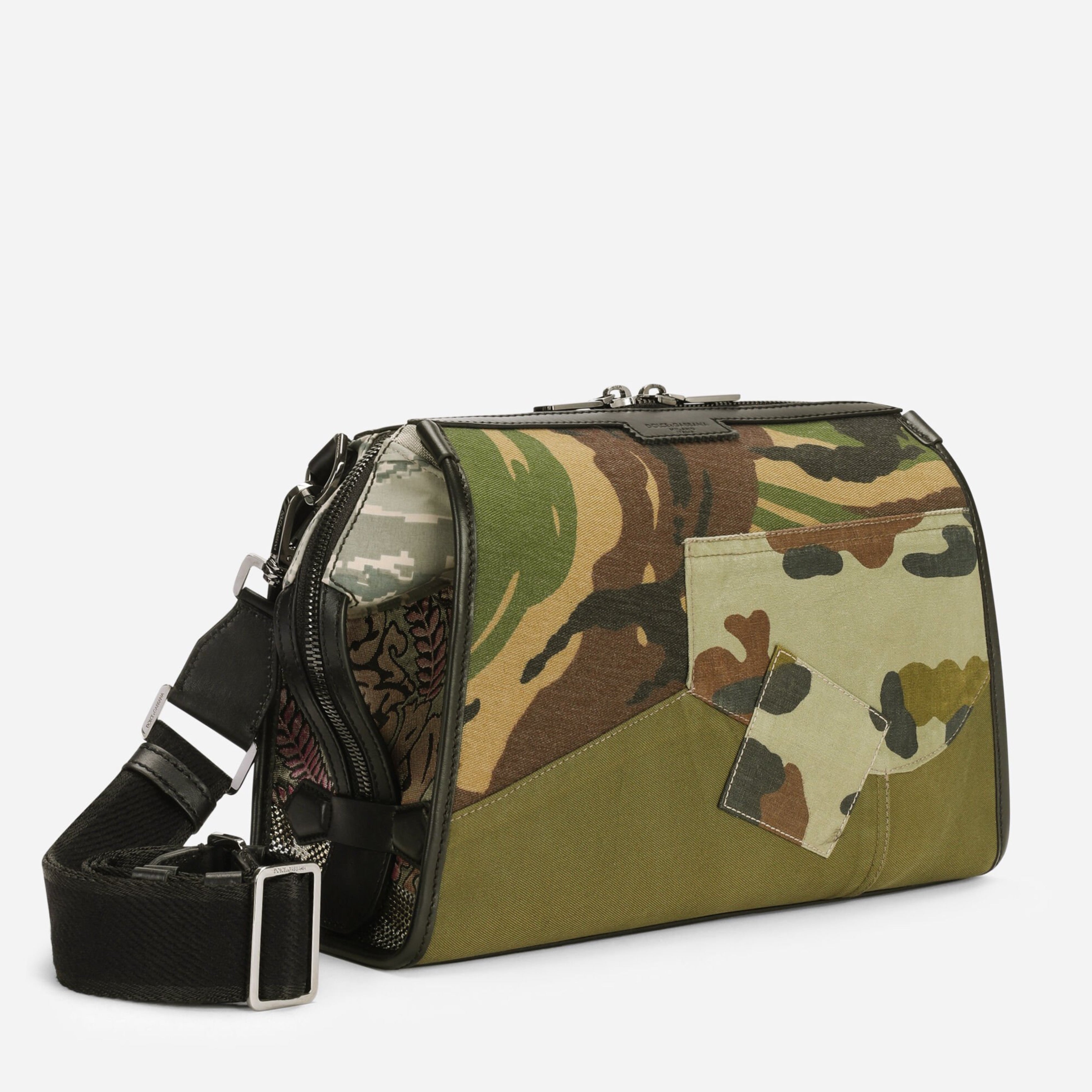 Дамска луксозна чанта Dolce & Gabbana Multicolor Camouflage Patchwork Crossbody Bag