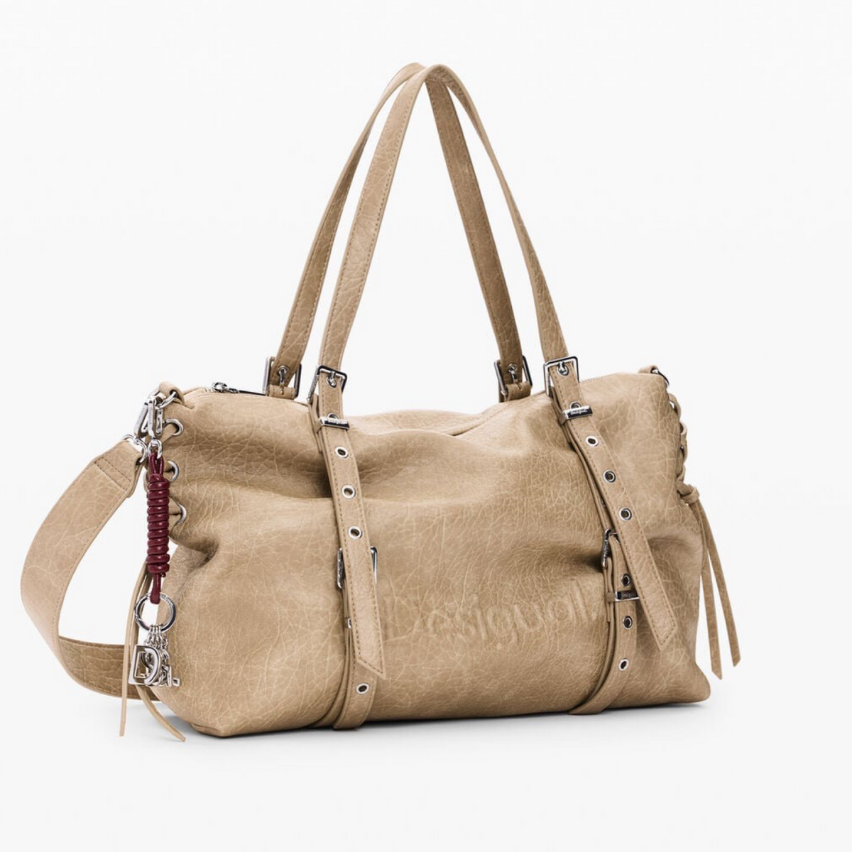 Дамска бежова шопинг чанта Desigual Women Shopping Bag 26WAXP49 1008 Side View