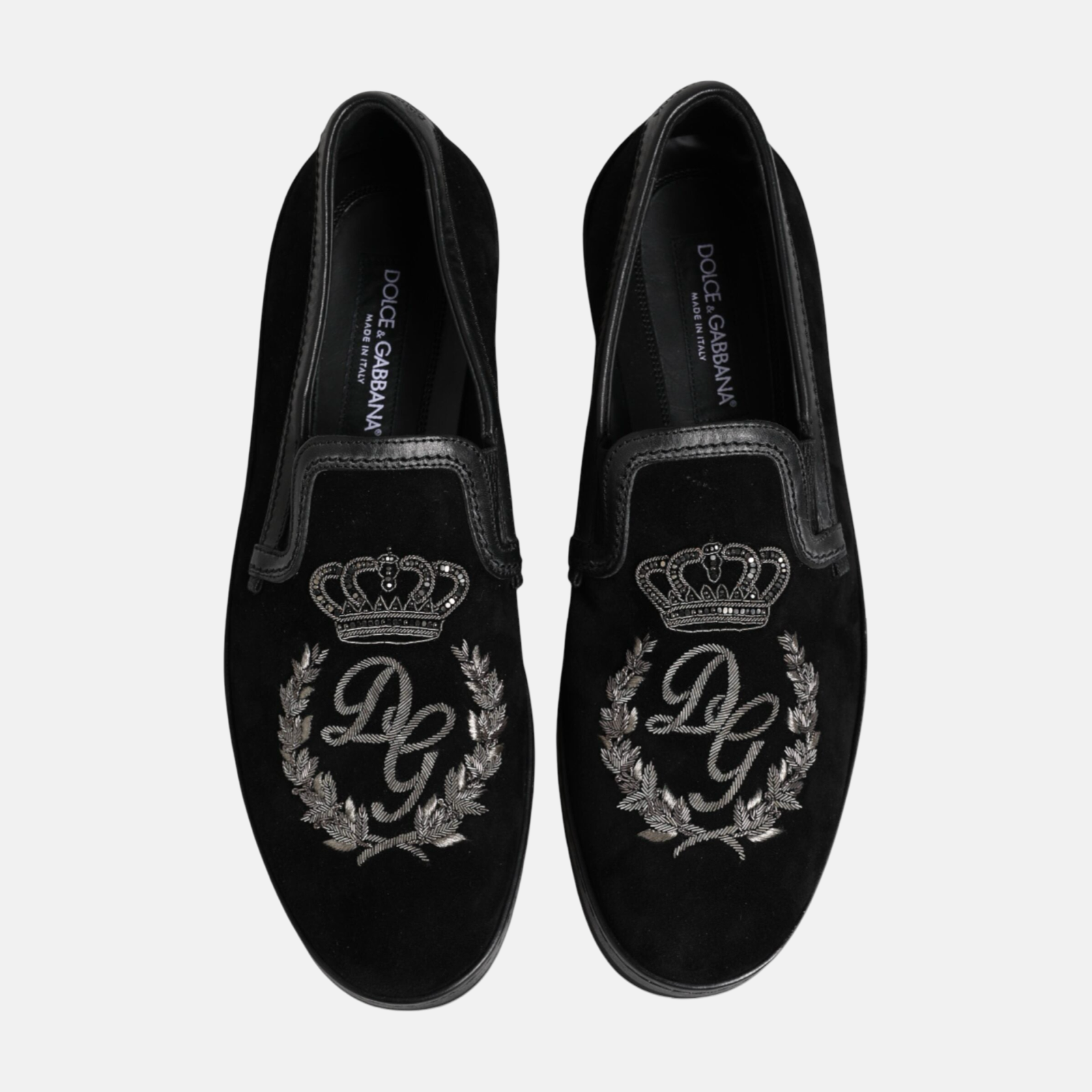 Мъжки мокасини Dolce & Gabbana Embroidered Crown Men Loafers Top View