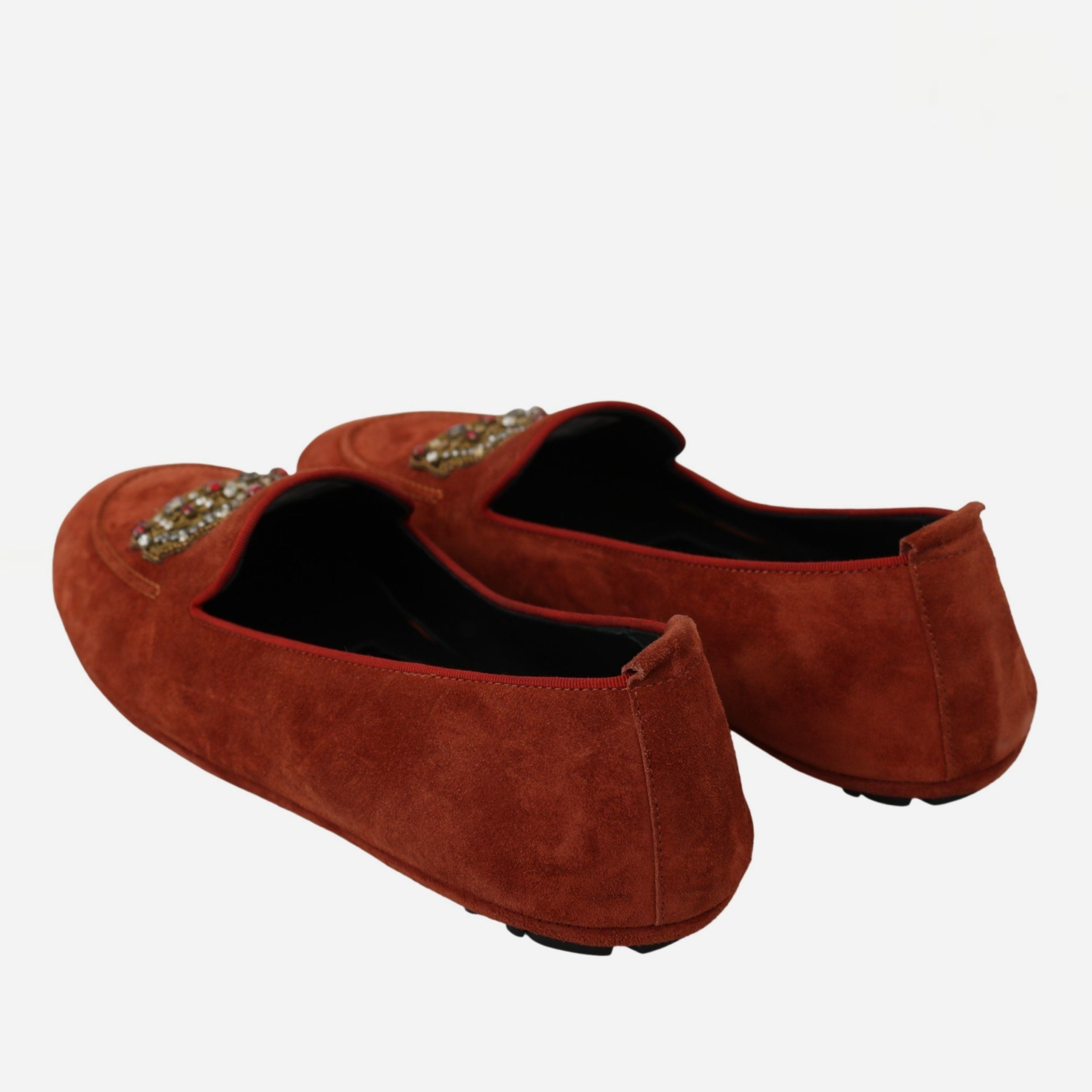 Мъжки мокасини от естествен велур в оранжево Dolce & Gabbana Men’s Elegant Orange Suede Moccasin