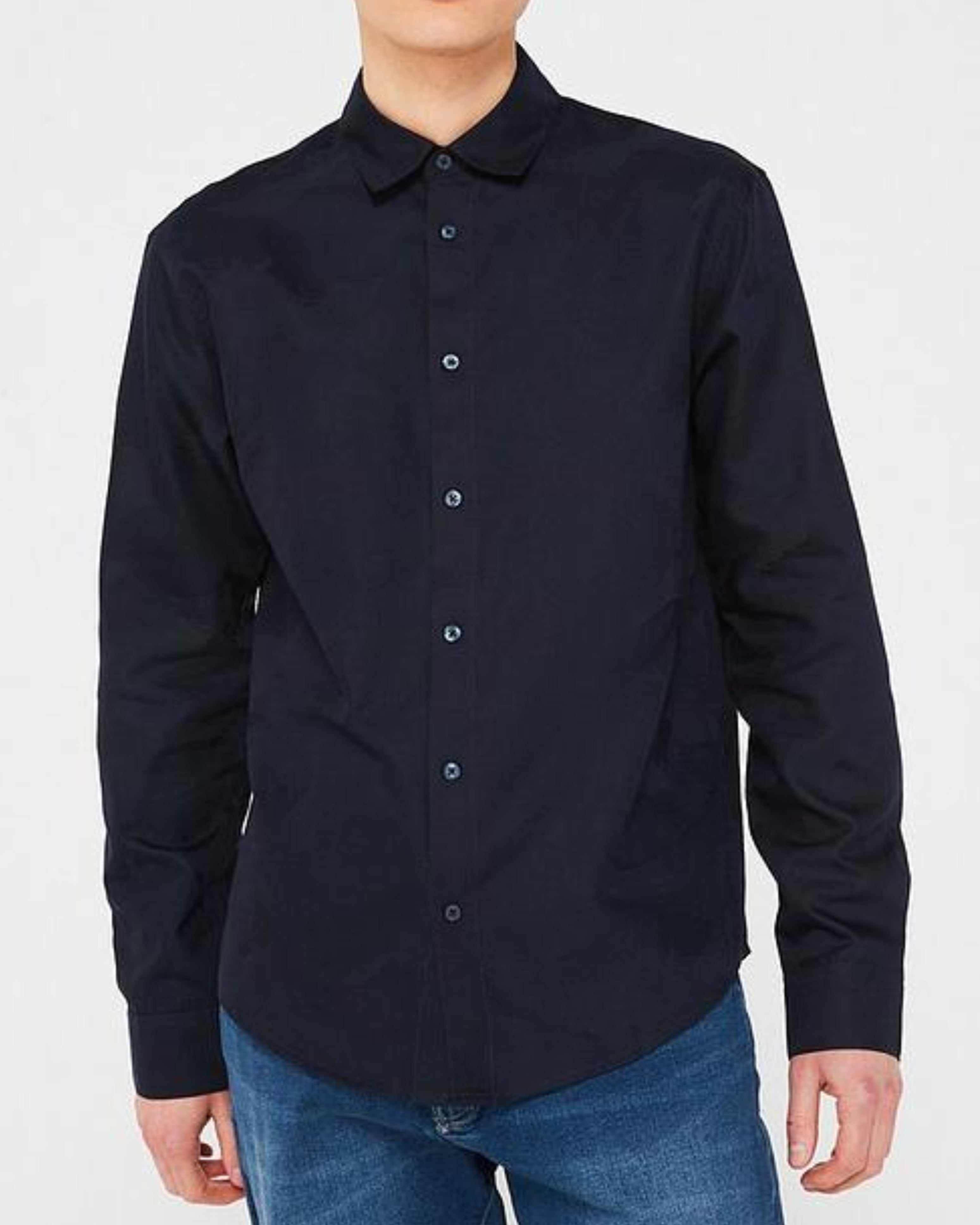 Мъжка риза с дълъг ръкав в тъмно синьо Armani Exchange 3DZCL4 ZN3JZ нова колекция