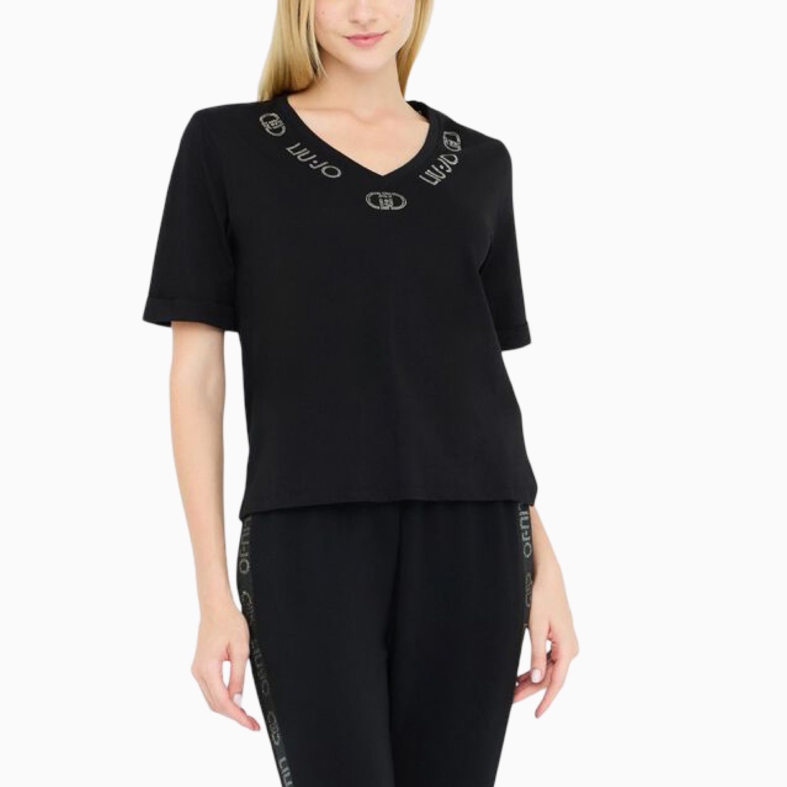 Дамска черна тениска Liu Jo Women T-shirt TF5143 JS003 Front View