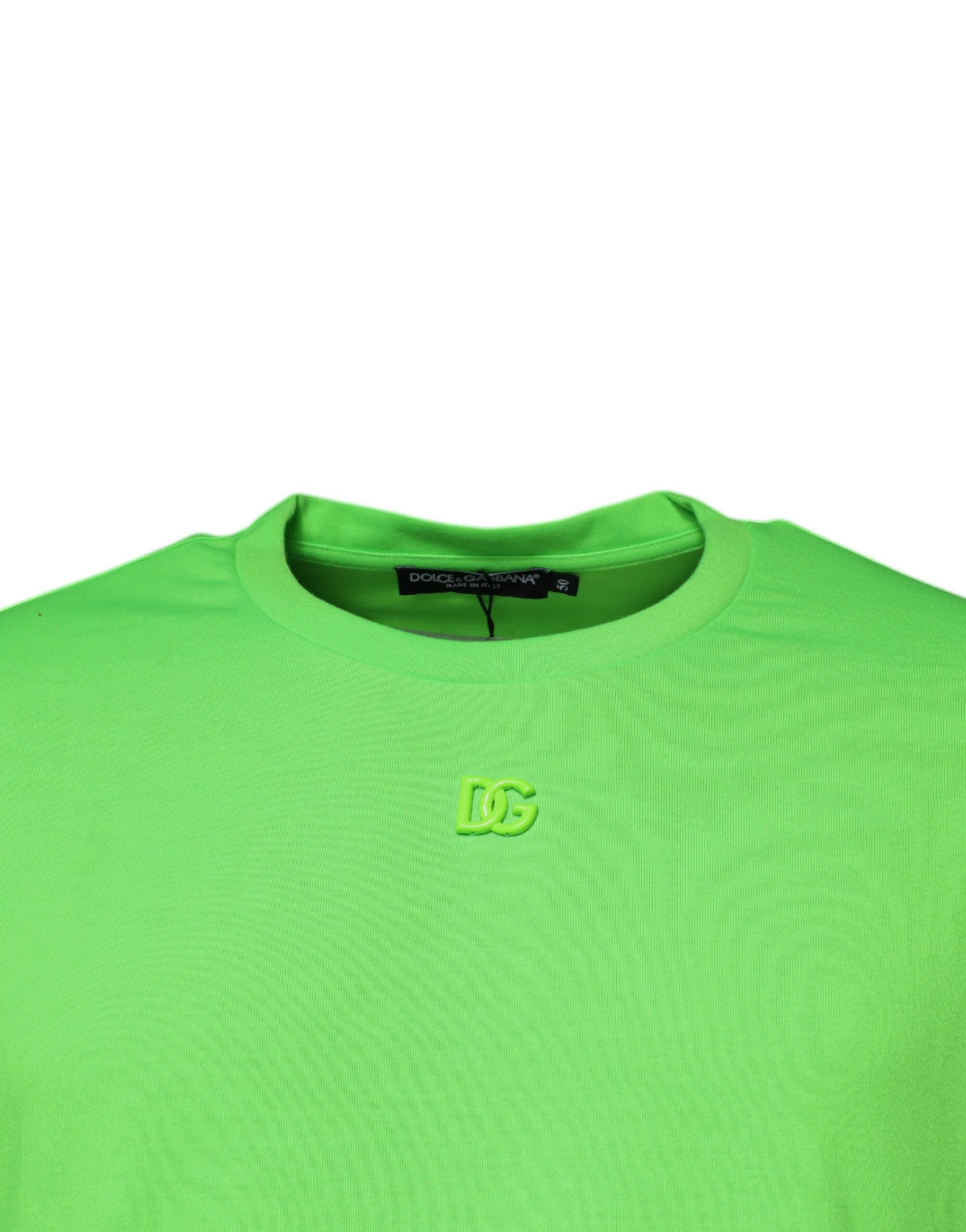 Памучна тениска с кръгло деколте с лого Dolce &amp; Gabbana Green DG