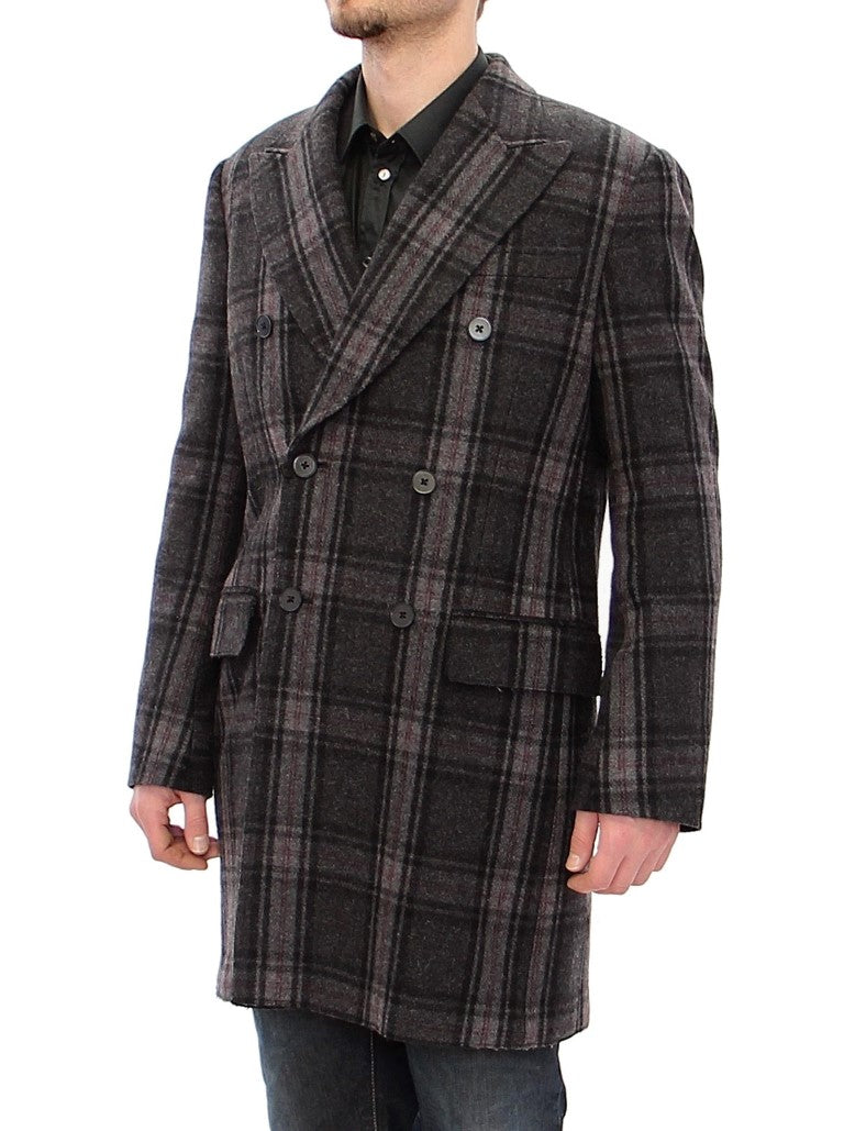 Dolce & Gabbana Sicilia Checkered Wool Blend Coat