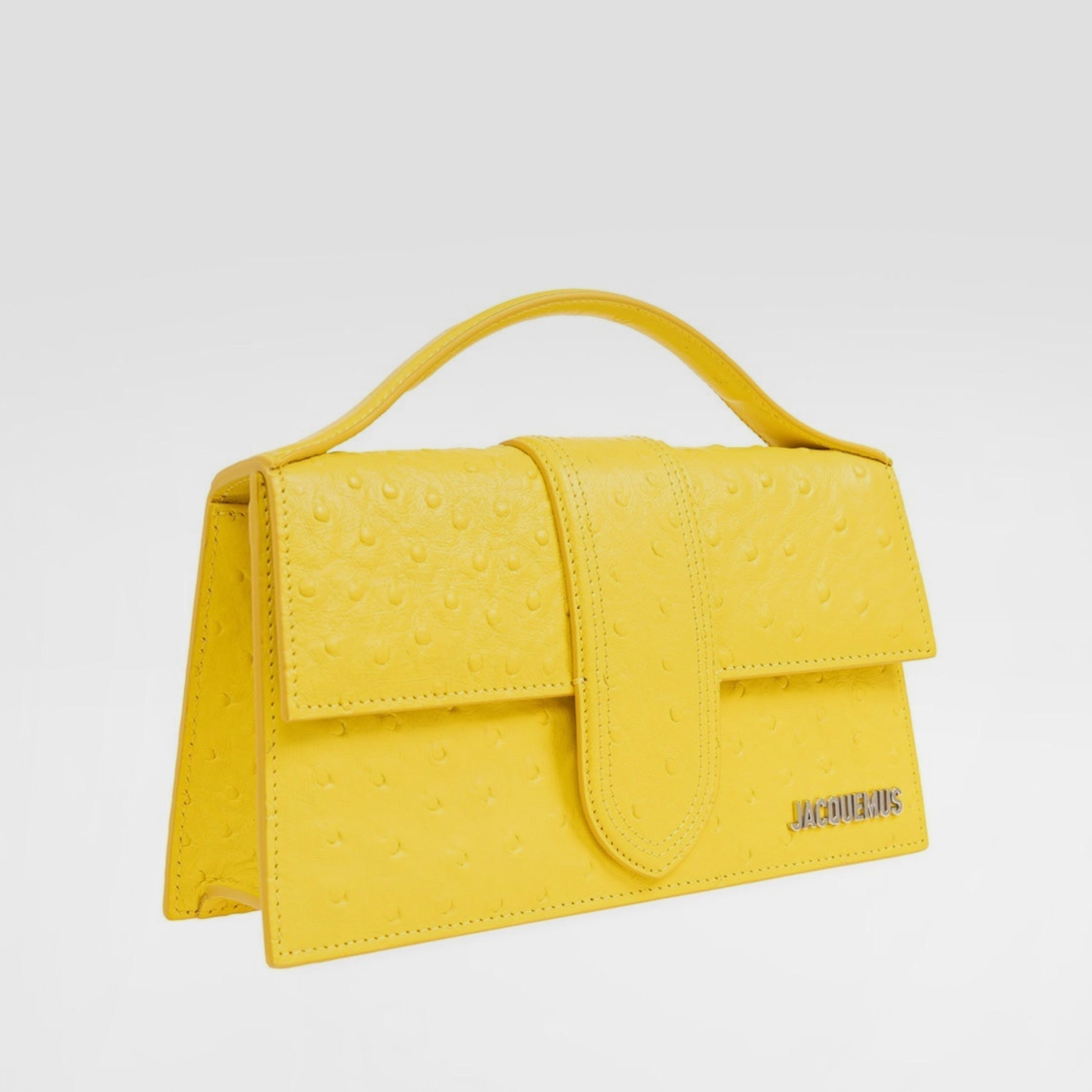 Дамска чанта от естествена кожа Women’s handbag Jacquemus Le Grand Bambino 213BA0073234 250 Yellow angled view