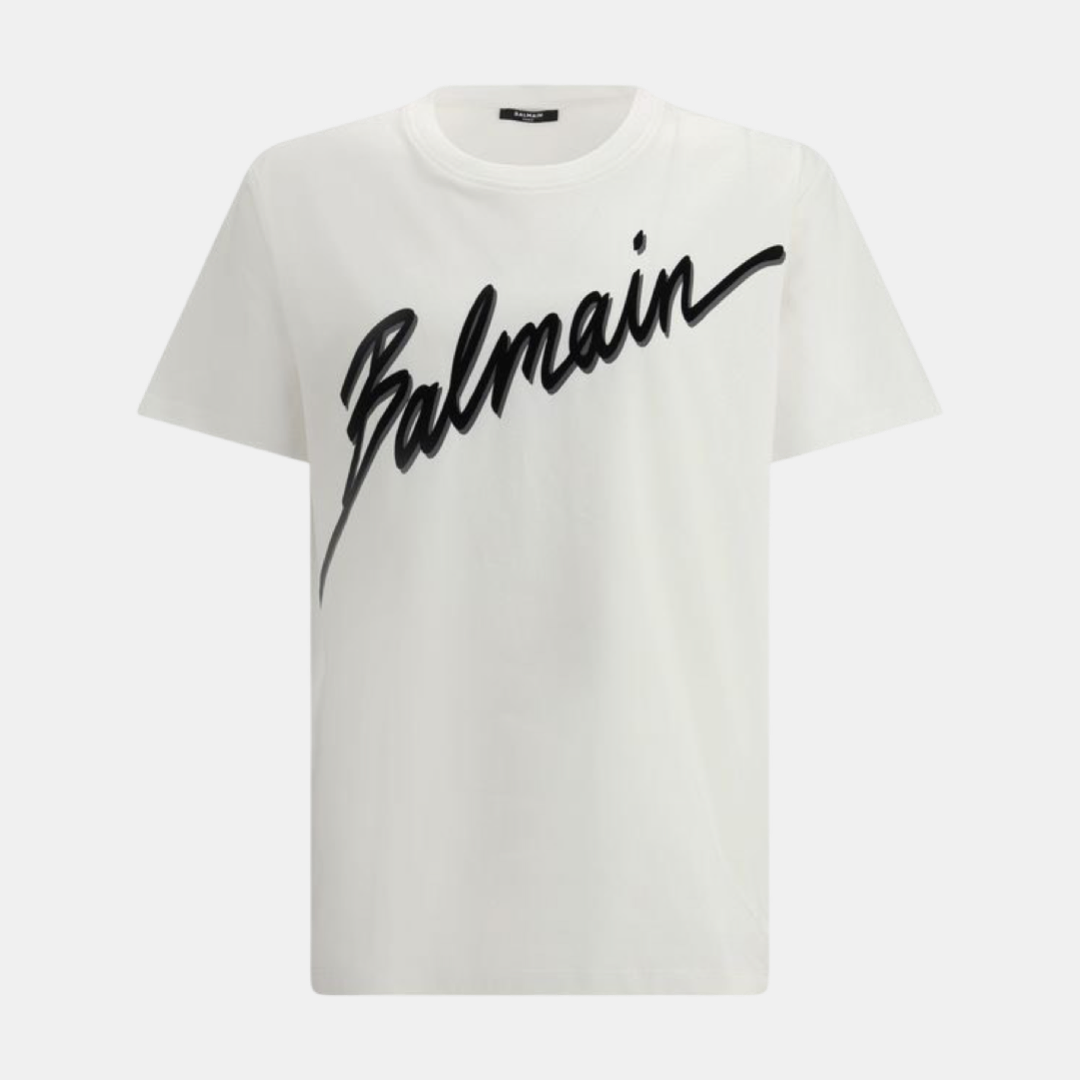 Мъжка бяла тениска Balmain Letter Flock Men T-Shirt