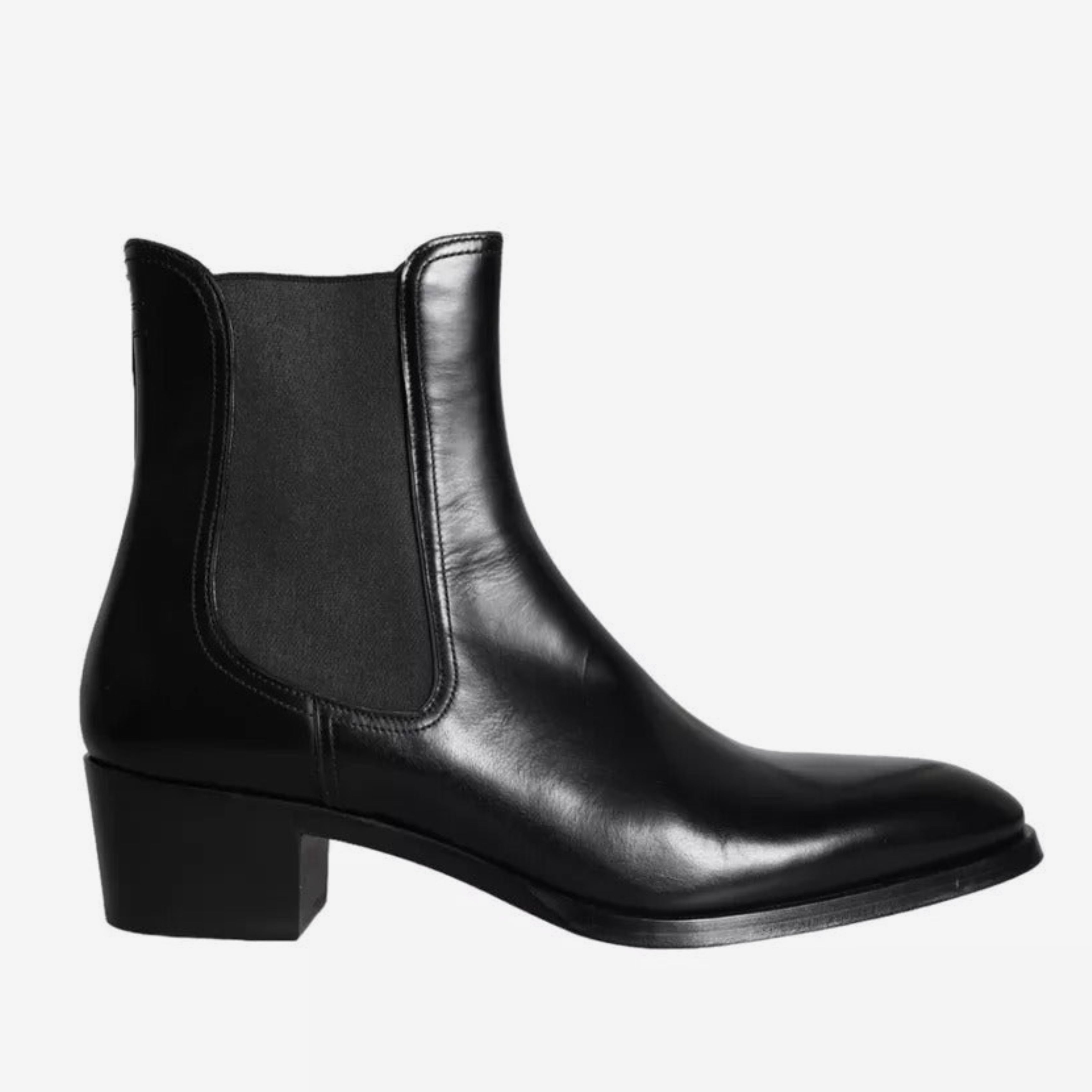 Мъжки черни луксозни боти от естествена кожа Men’s Black Leather Chelsea Ankle Boots