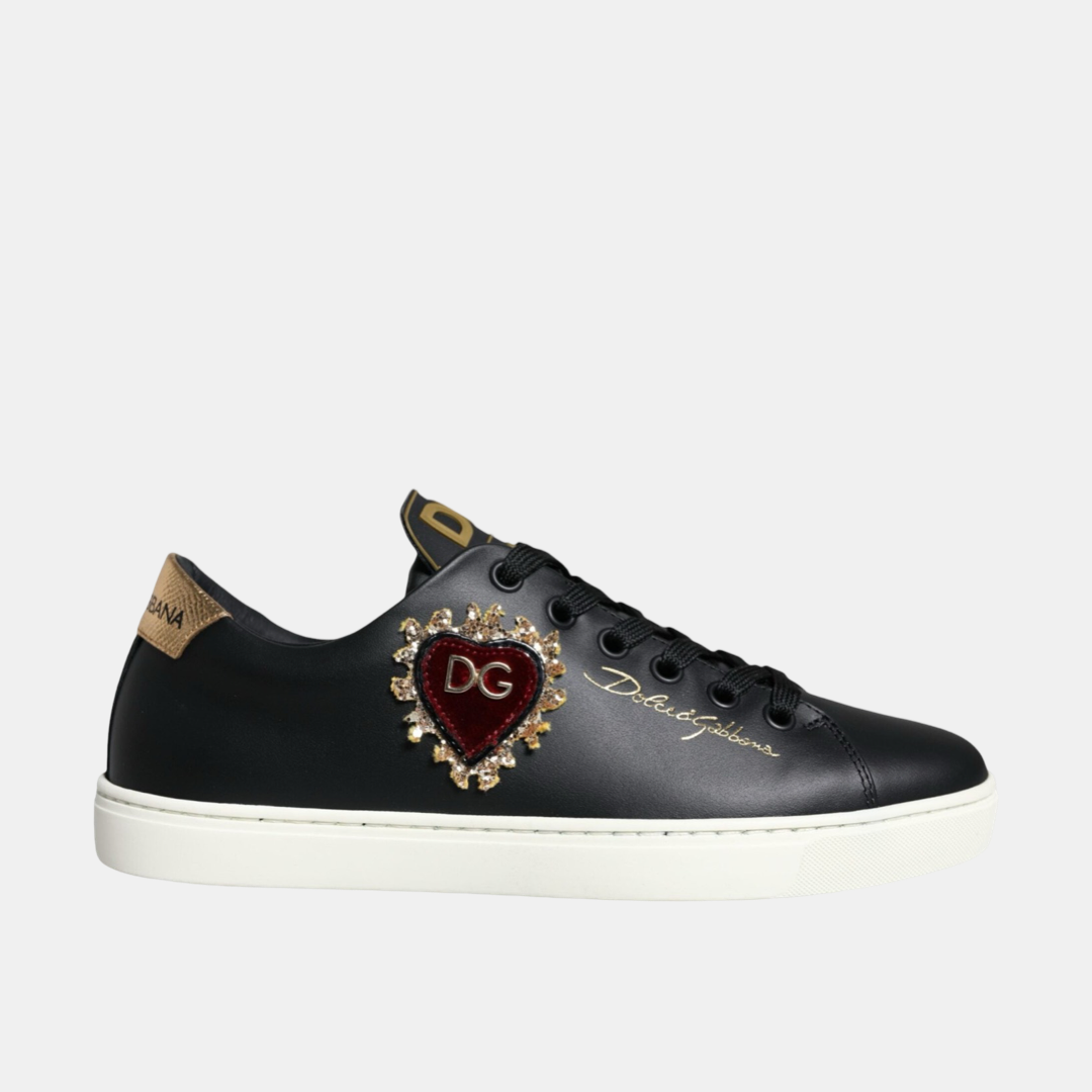 Дамски черни кецове Dolce & Gabbana Portofino Sacred Heart Women Sneakers