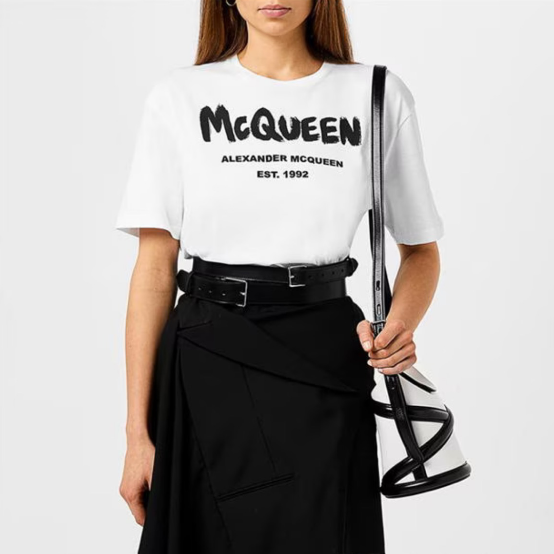 Дамска бяла тениска Alexander McQueen Graffiti