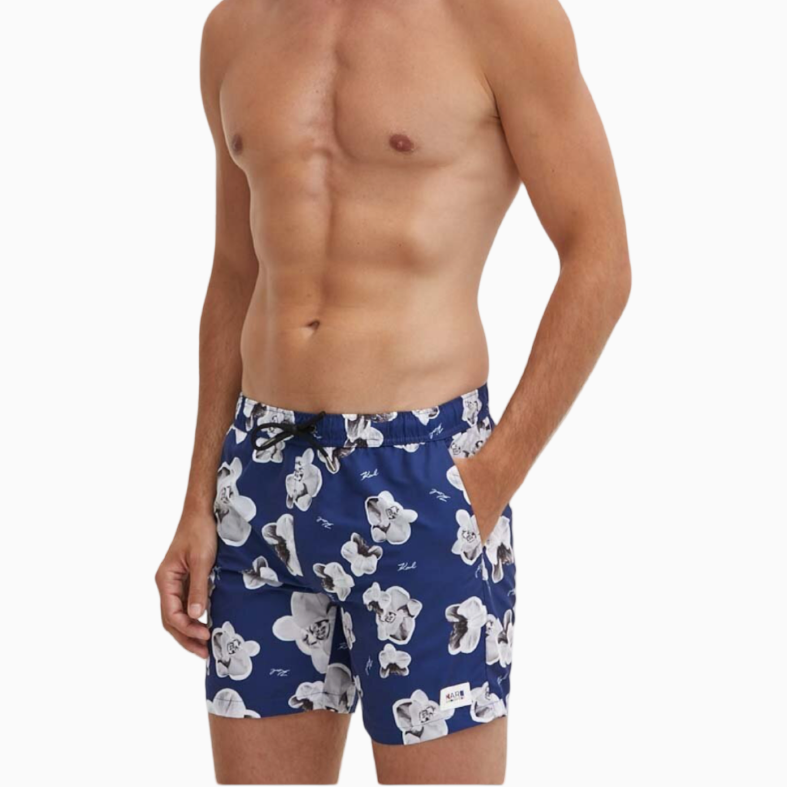 Мъжки сини бански Karl Lagerfeld Swimwear KL20MBM12 NAVY Front View