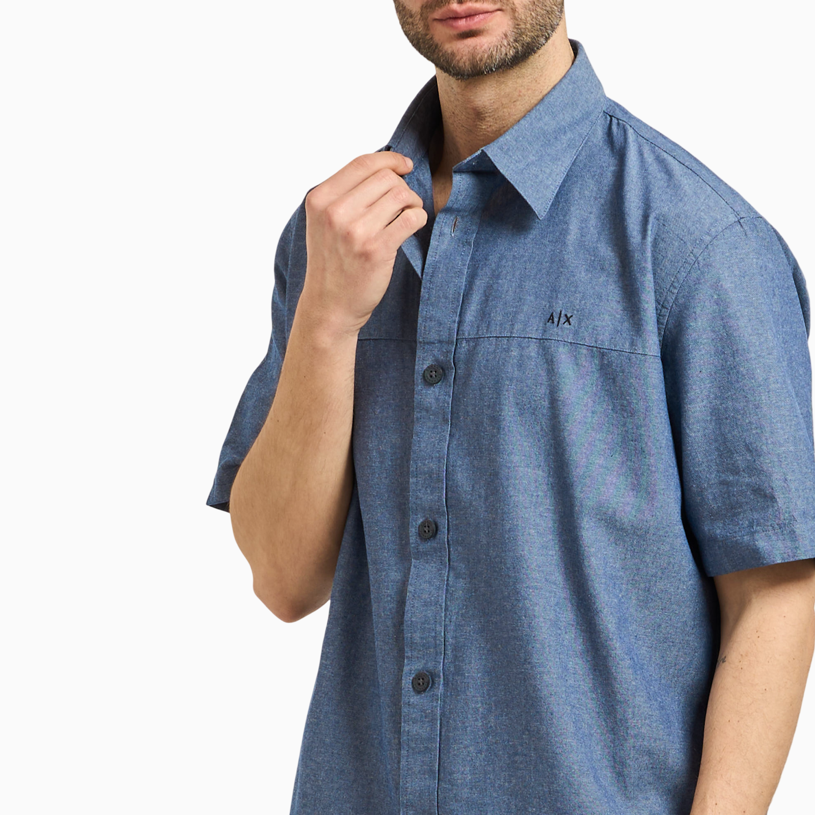 Мъжка синя риза Armani Exchange Men Shirt XM002283 AF22712 MB001 Close-Up