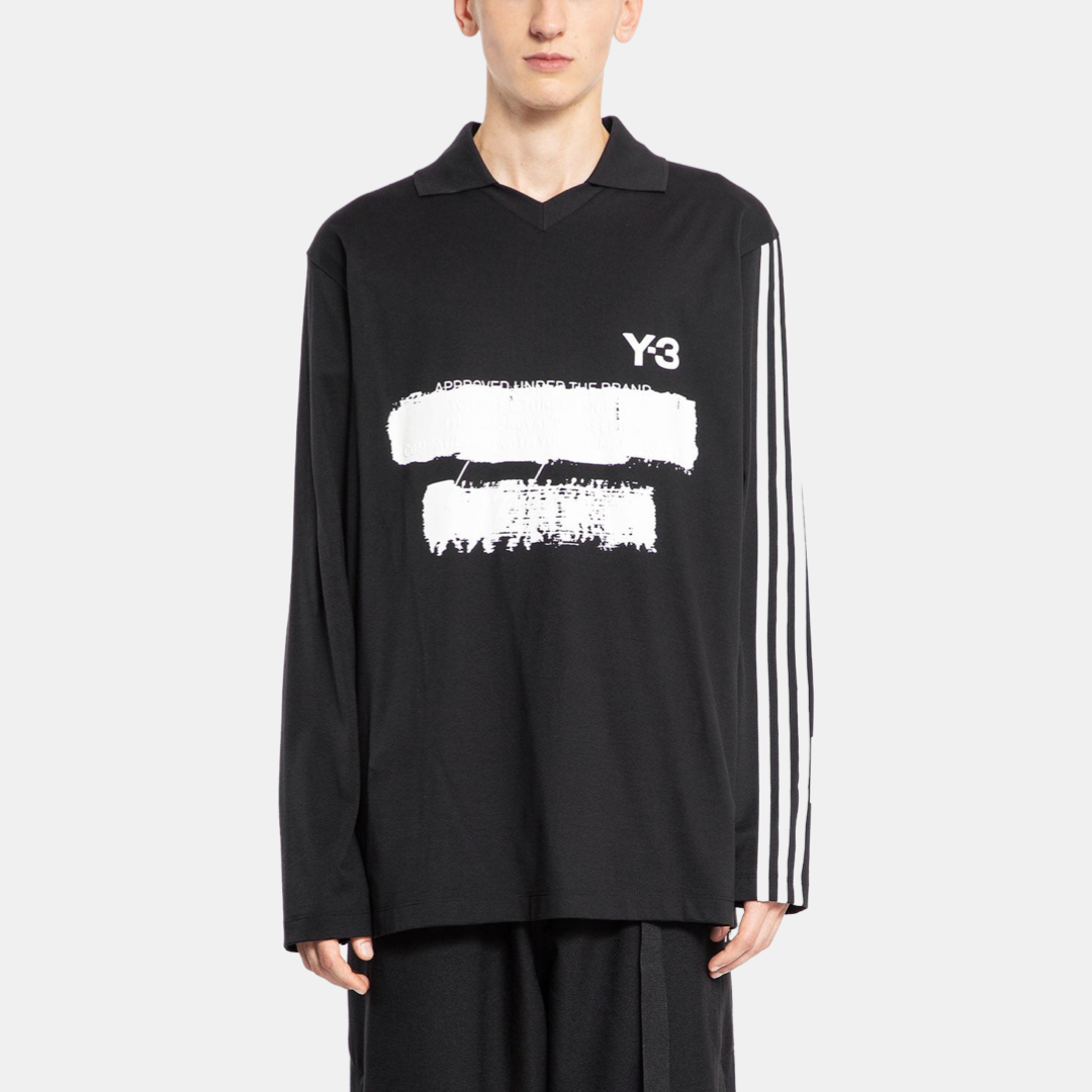 Мъжка черна поло тениска Y-3 Men Long Sleeve Polo Jersey