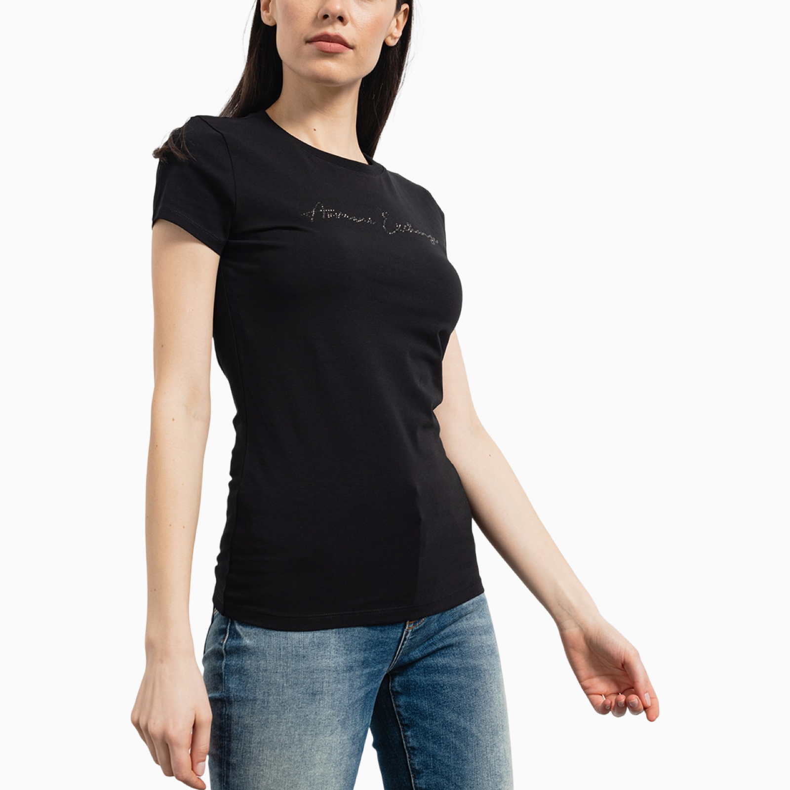 Дамска черна тениска Armani Exchange Women T-shirt XW001457 AF10356 Side View