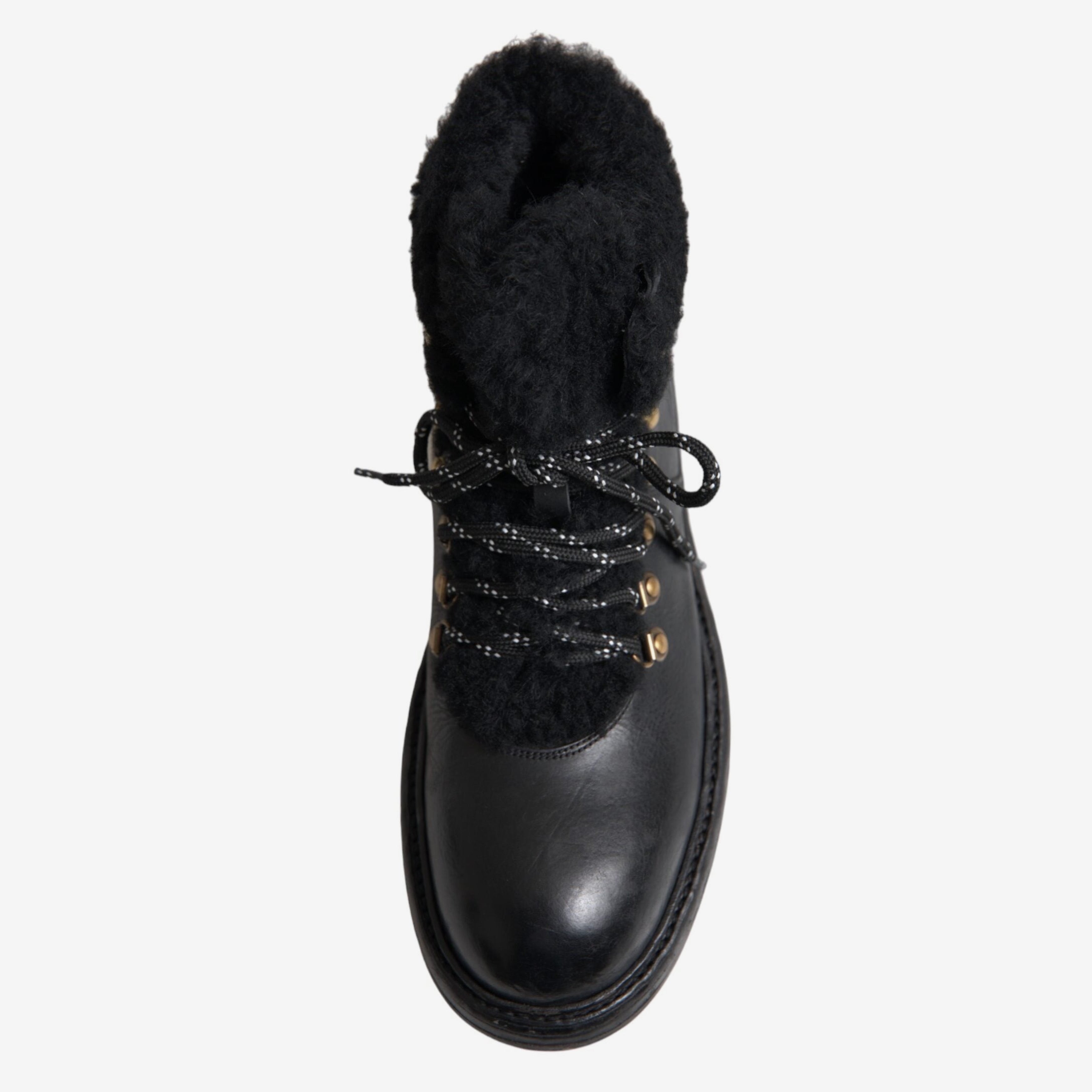 Мъжки черни боти от естествена кожа с козина Dolce & Gabbana Men’s Black Leather Bernini Shearling Ankle Boots