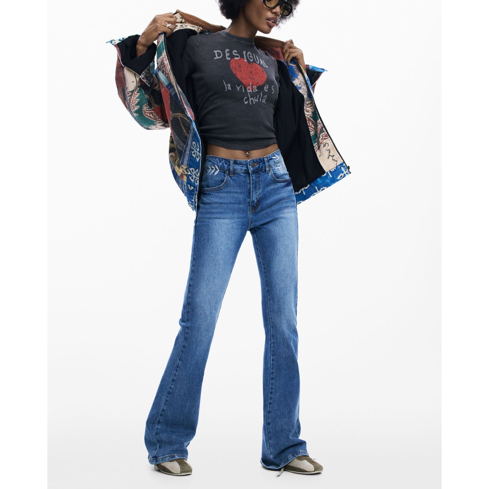 Дамски дънки Desigual Women Jeans 26SWDDX6 5053 Side View