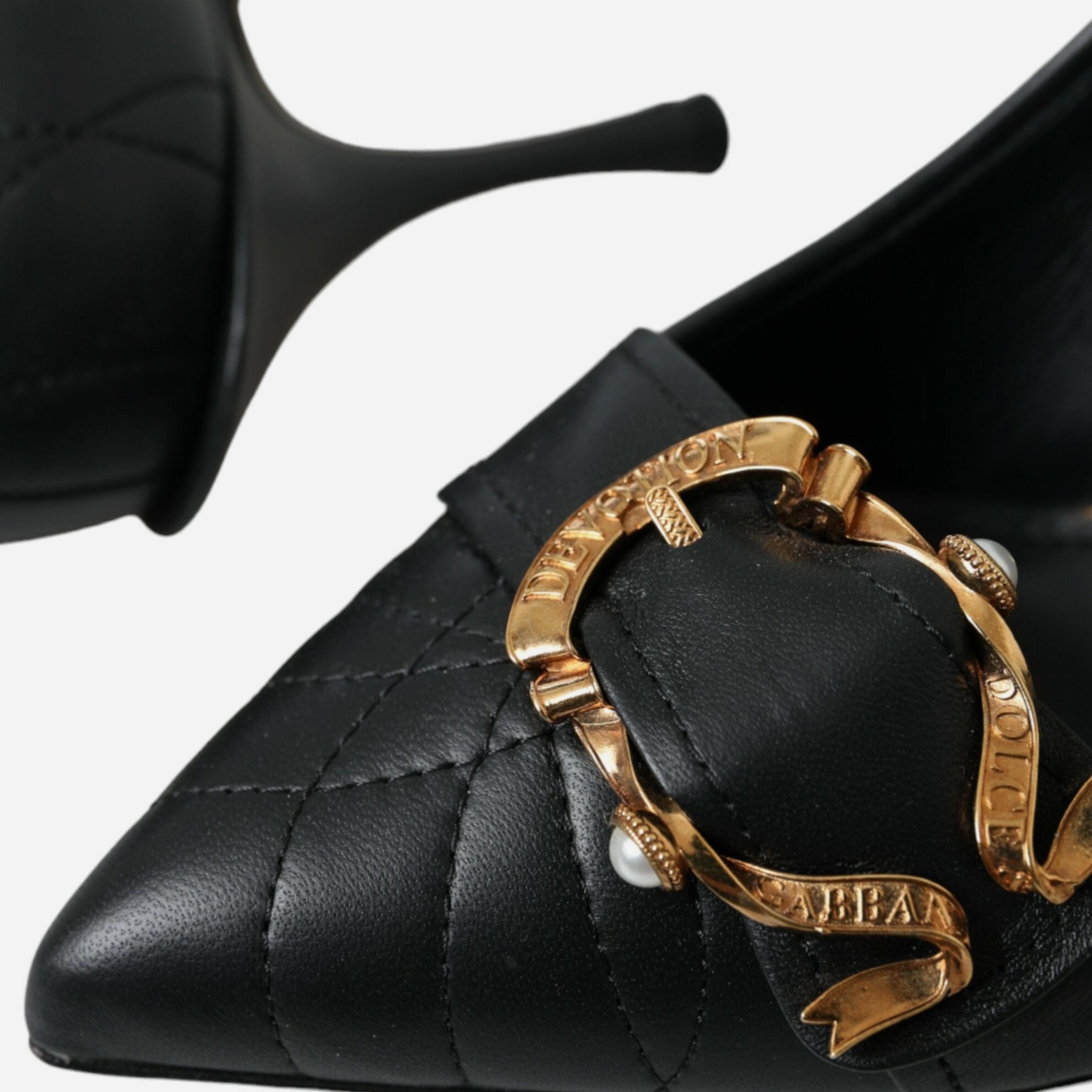 Луксозни дамски обувки на висок ток Dolce & Gabbana Women’s Black Devotion Leather Heels Pumps