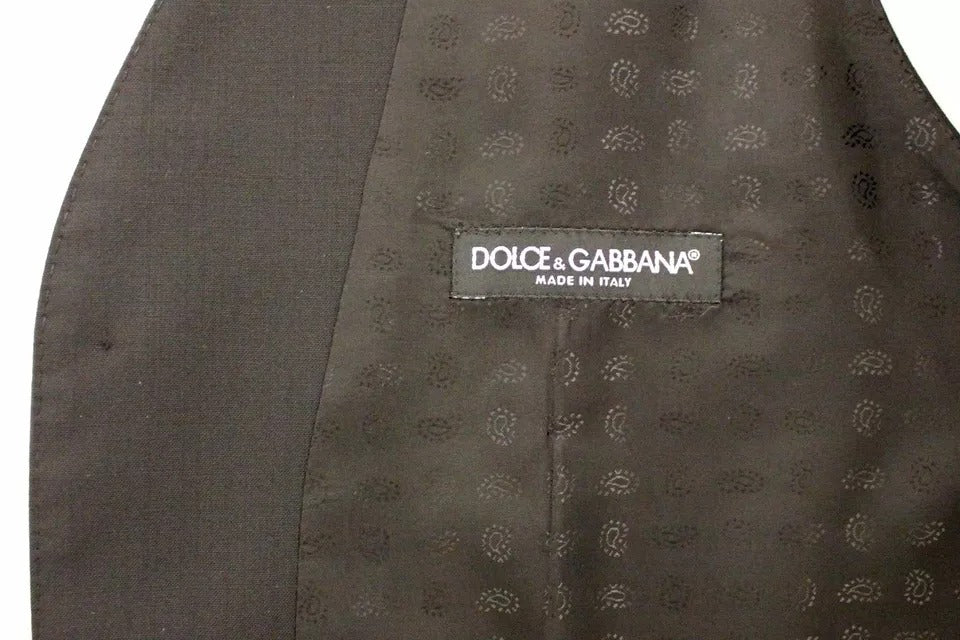 Dolce &amp; Gabbana черна вълнена копринена рокля с жилет и жилетка