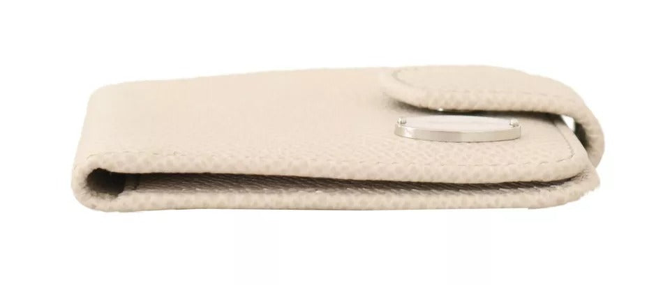 Dolce & Gabbana White Dauphine Leather Condom Case Holder Pocket Wallet