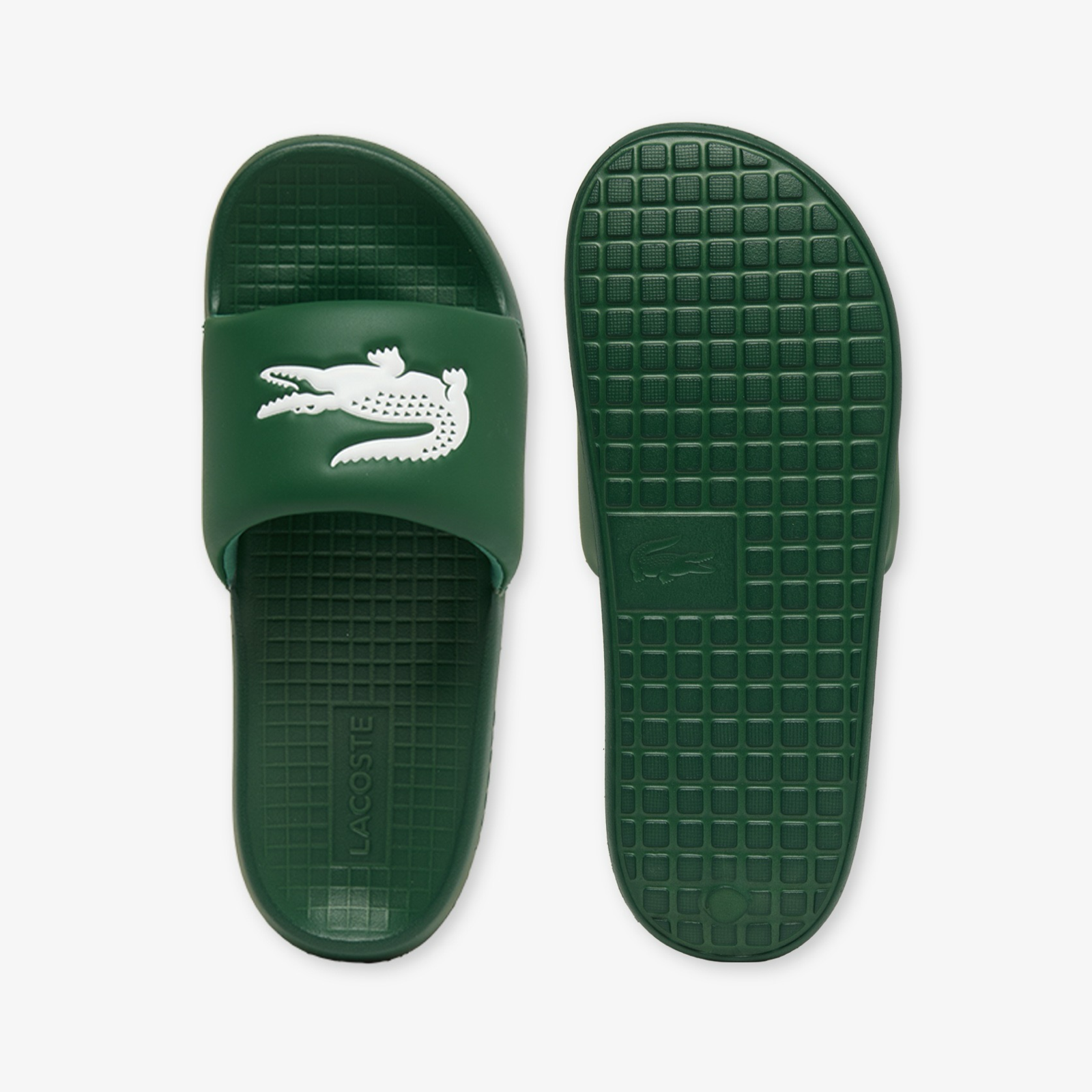 Мъжки чехли Men’s slippers Lacoste Serve Slide 1.0 51CMA0017-2D2 Dark Green / White Top View