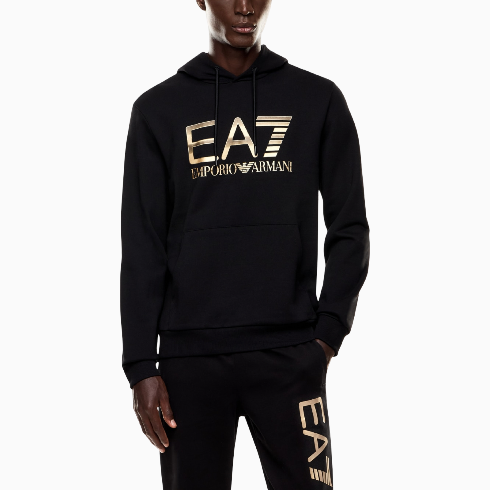 Мъжко черно худи EA7 Emporio Armani Men Hooded Sweatshirt 7M001190 AF17787 Front View