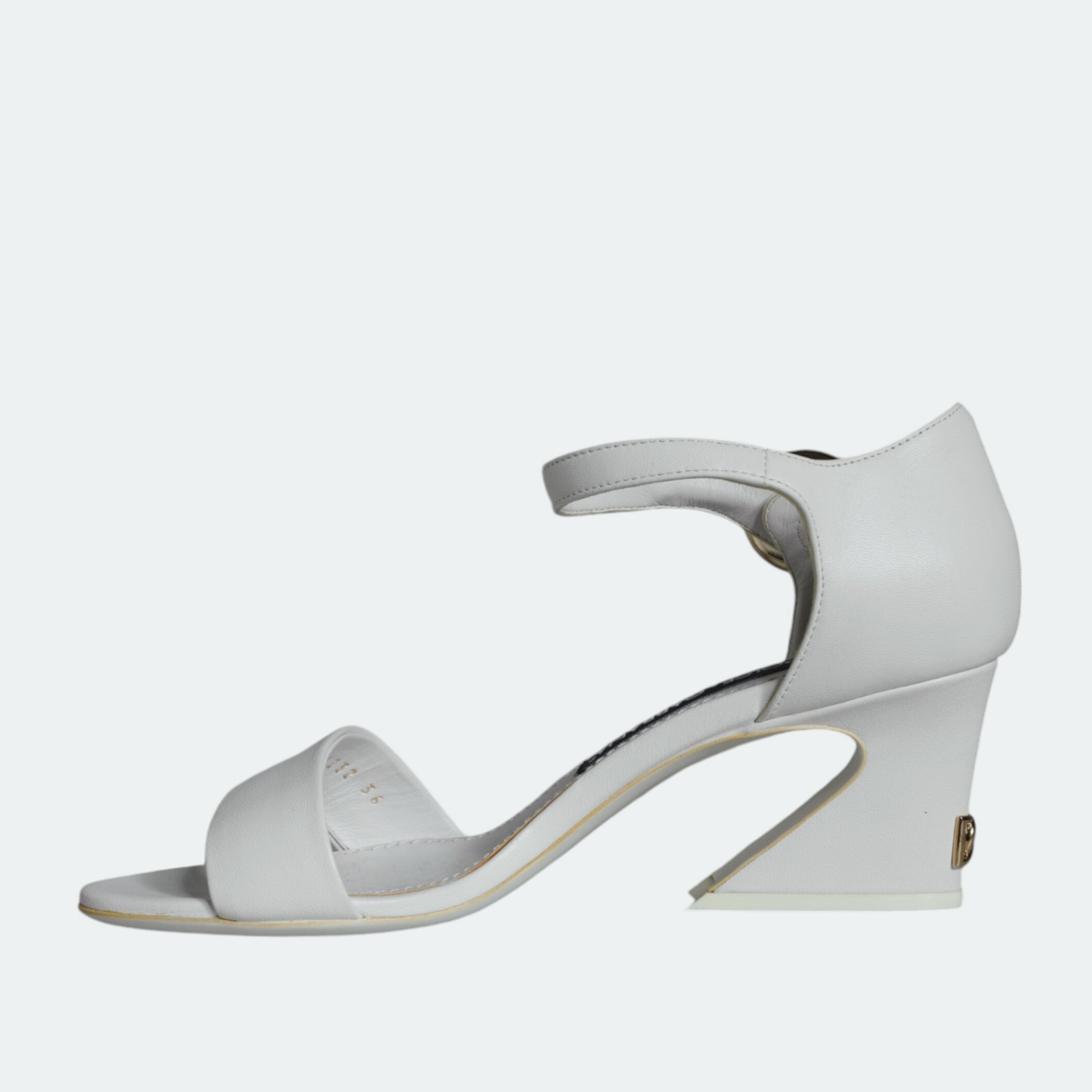 Дамски луксозни сандали на токче от естествена кожа в бяло DOLCE & GABBANA Keira Women’s Luxury White Leather Heels Sandals