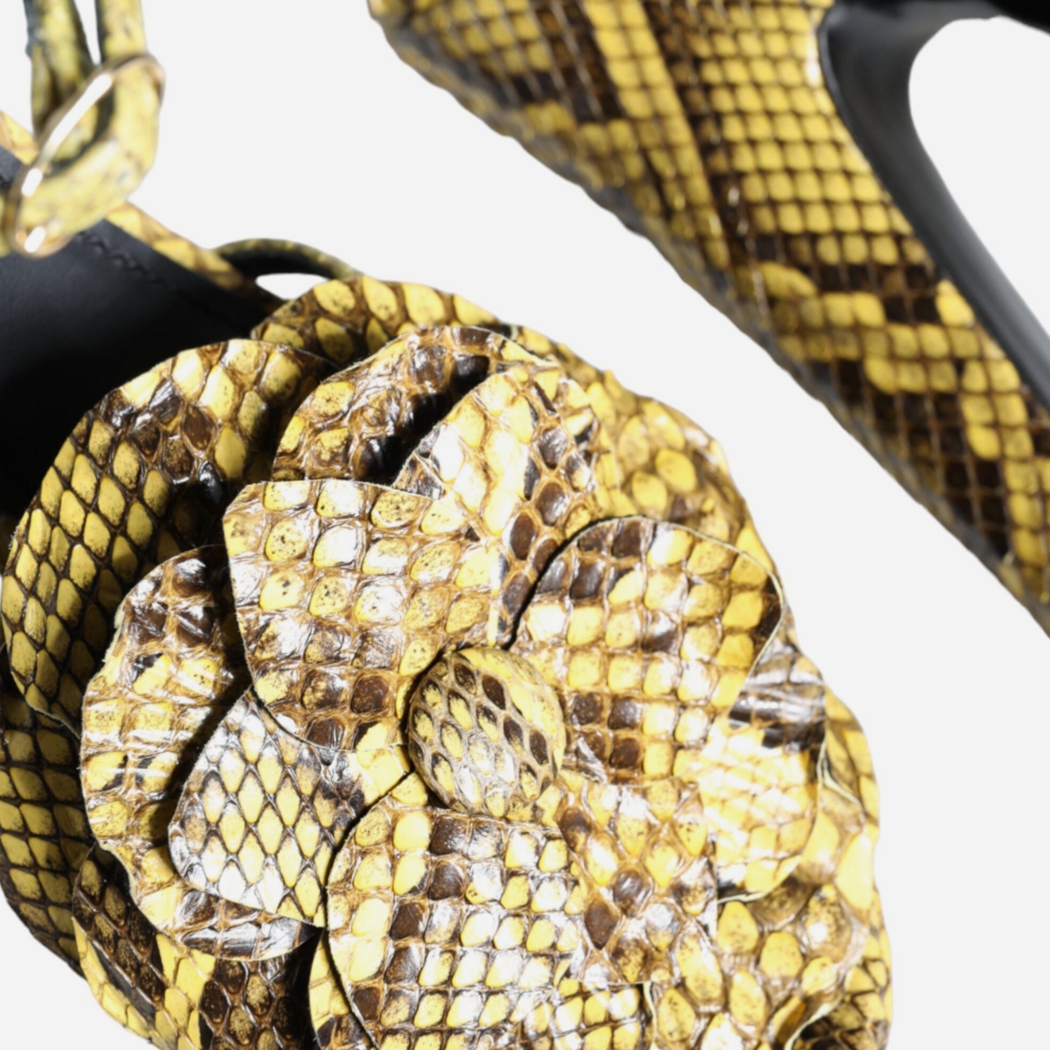 Дамаки луксозни сандали на висок ток от кожа на питон в жълто DOLCE & GABBANA Women’s Luxury Yellow Python Leather Heels Sandals