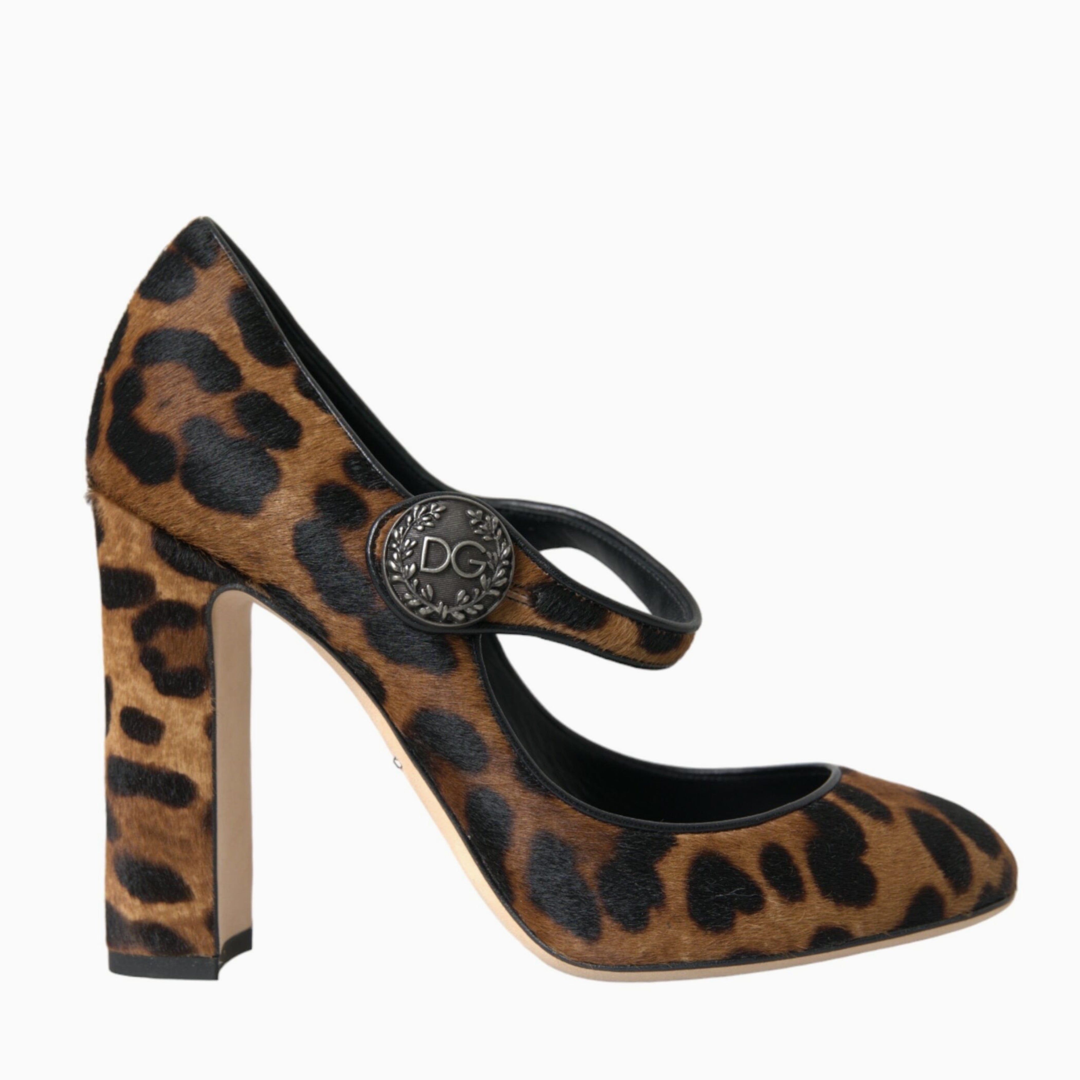 Дамски луксозни обувки на висок ток Dolce & Gabbana Mary Jane Leopard